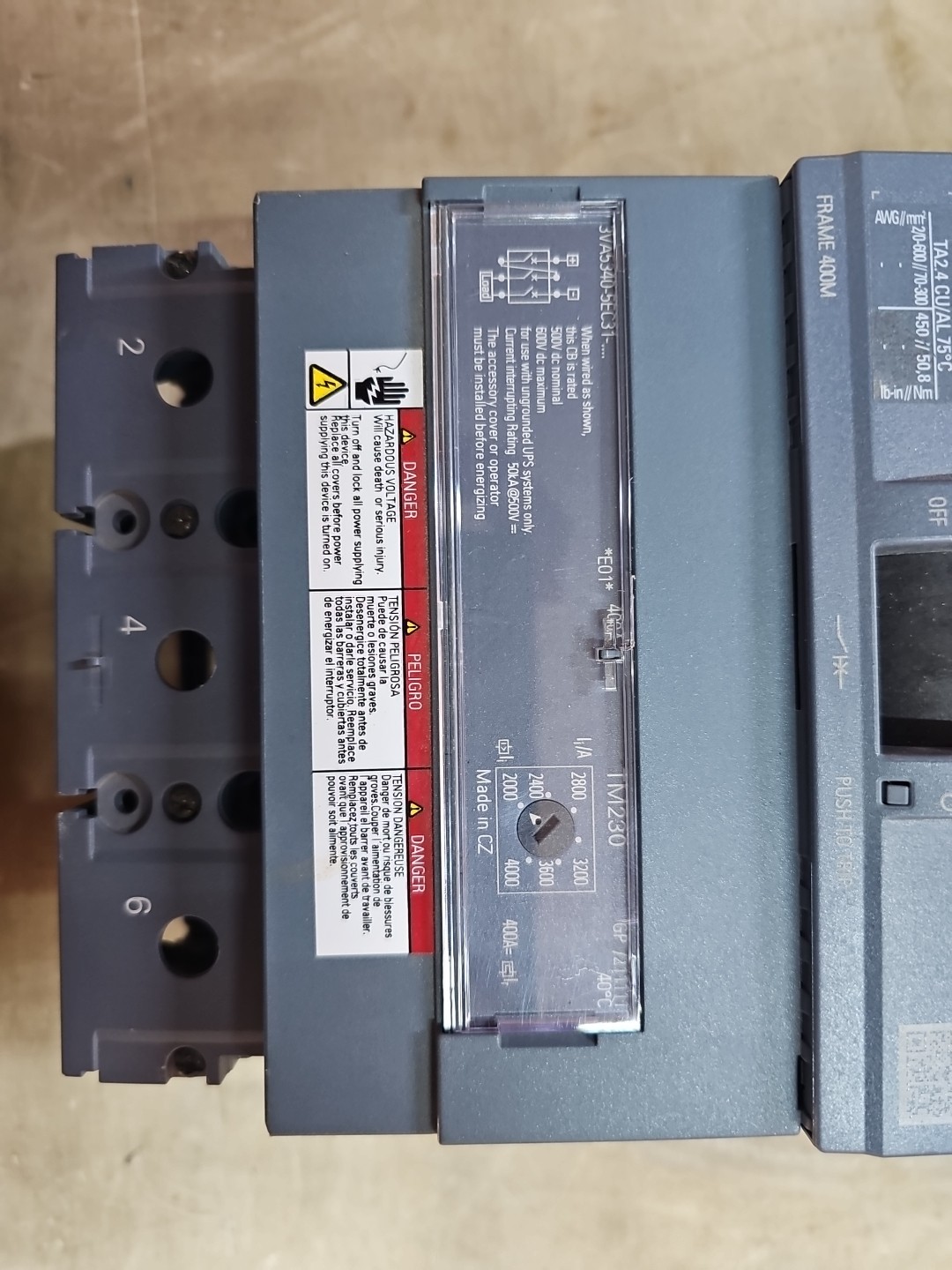 NNB SIEMENS 400 AMP BREAKER 3VA5340-5EC31-0AA0