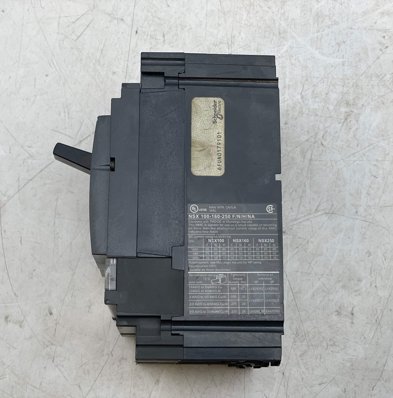 Schneider Electric LV430630 NSX160F Compact Circuit Breaker, 160A 3P (Used)