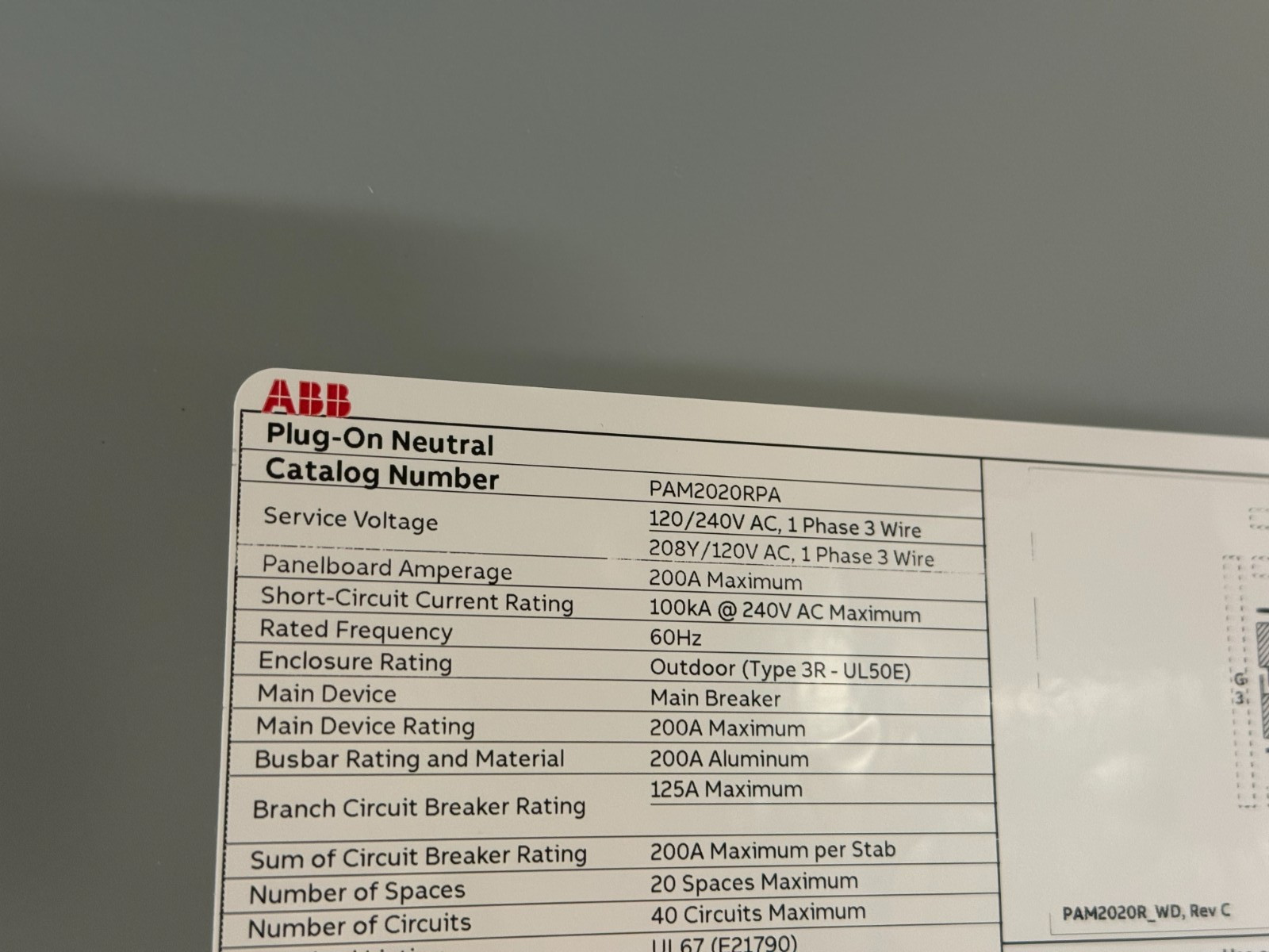 ABB 200A 20 Space 40 Circuit Outdoor Main Breaker Panel Value Pack PAM2020RPA