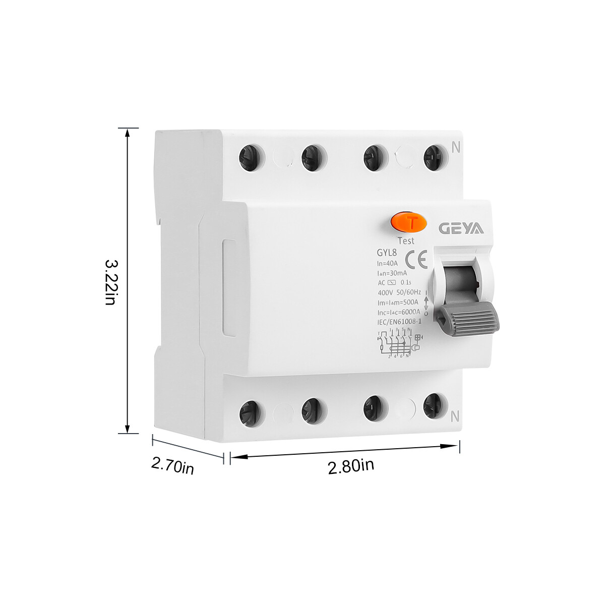 GEYA 4P AC Type RCD ELCB RCCB Residual Current Circuit Breaker 25/40/63A CE CB