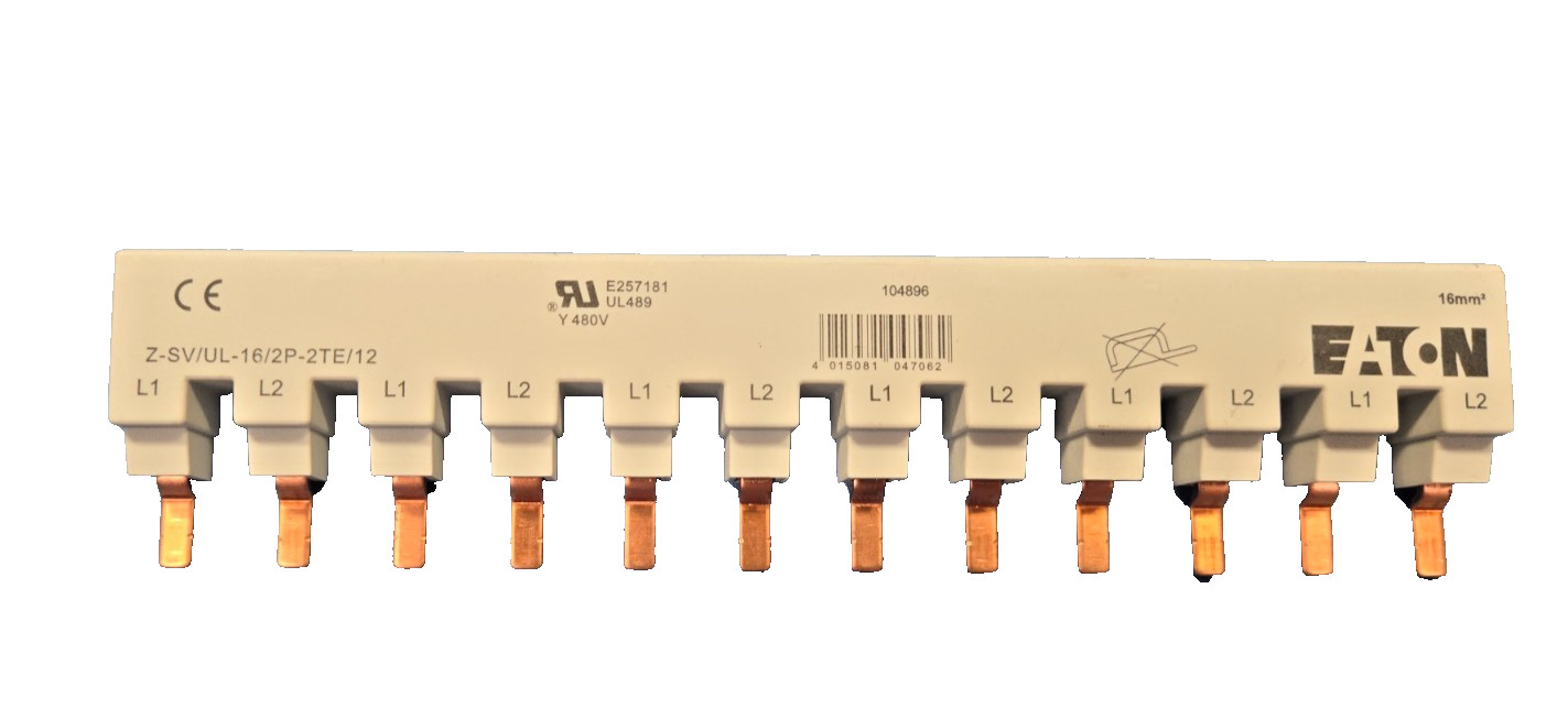 Eaton Z-SV/UL-16/2P-2TE/12 Bus bar, 12 Terminals, 480V, 80A, 2P, 2PH NEW
