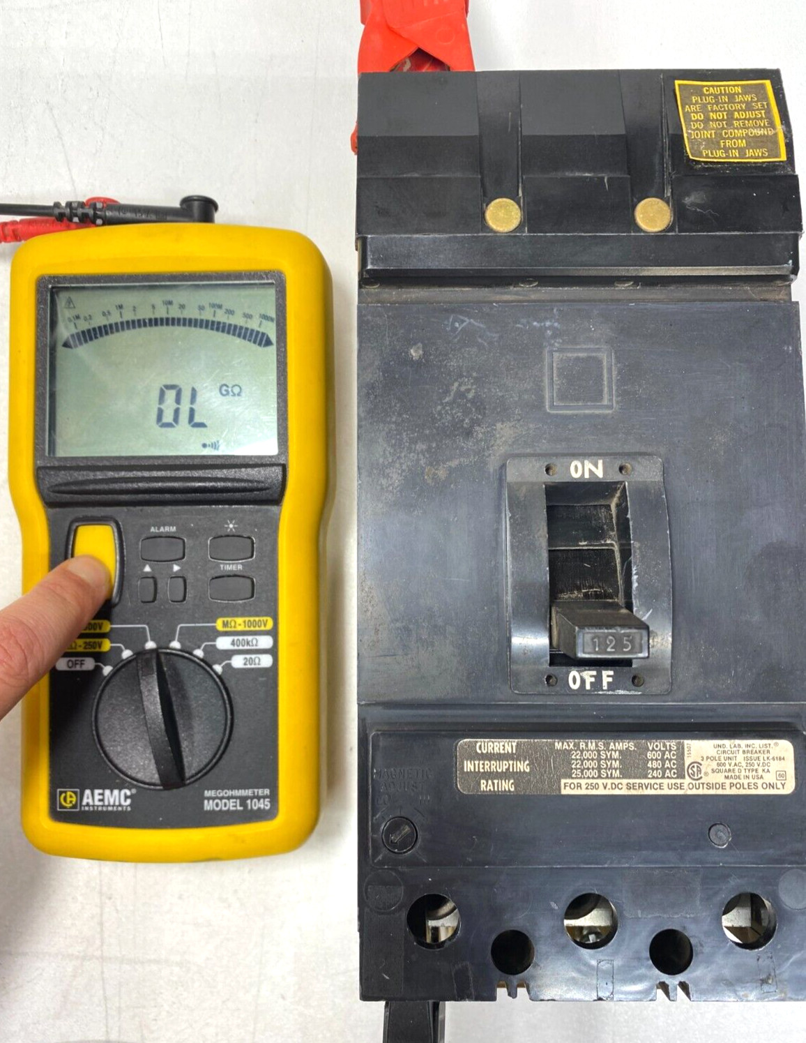 SQUARE D KA36125 125A 3P 600V 22kA Adjust. Trip I-Line Circuit Breaker w/ Lugs