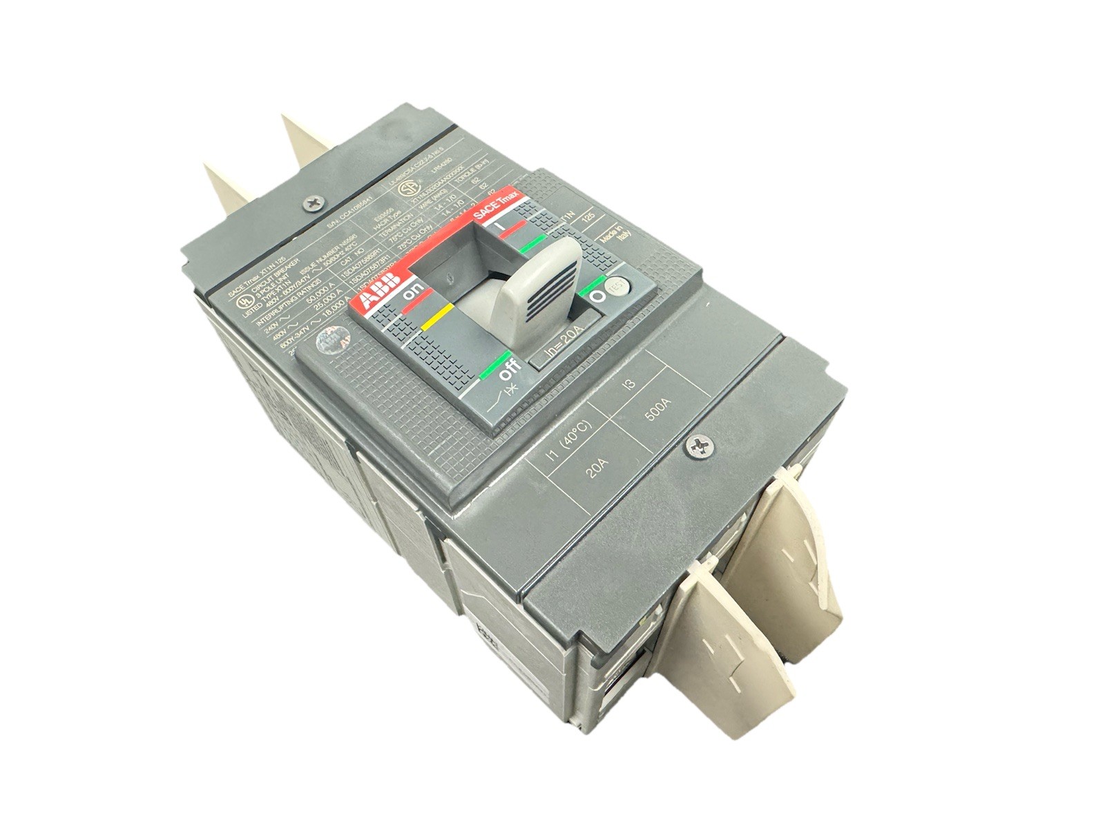 Lot (6) – Industrial 3 Pole Circuit Breaker 20 Amp 250v ABB SACE Tmax XT1N 125