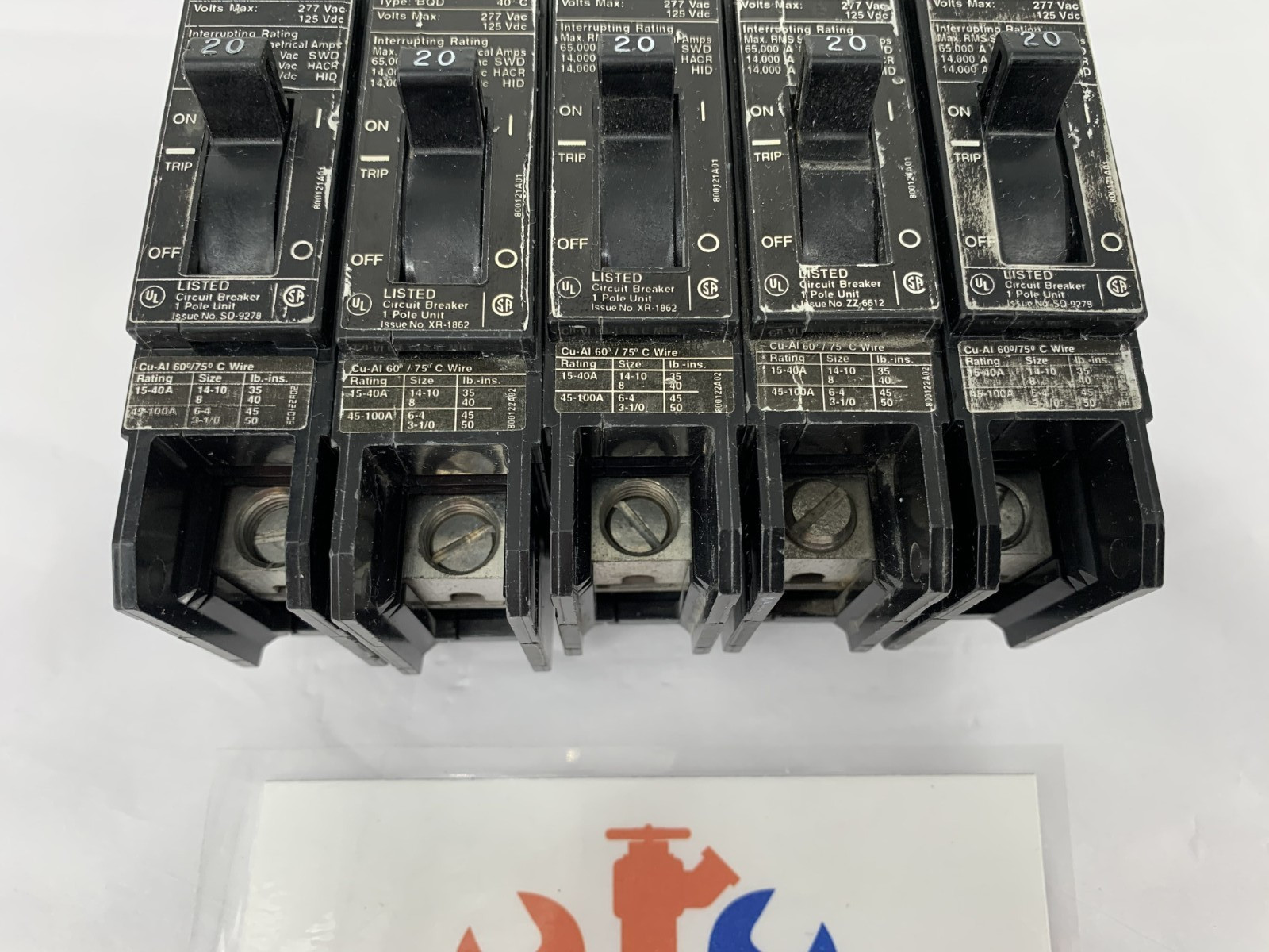 5-Siemens BQD120BP 20A Molded Case Circuit Breaker 1P 277VAC 14kA @277V 125VDC
