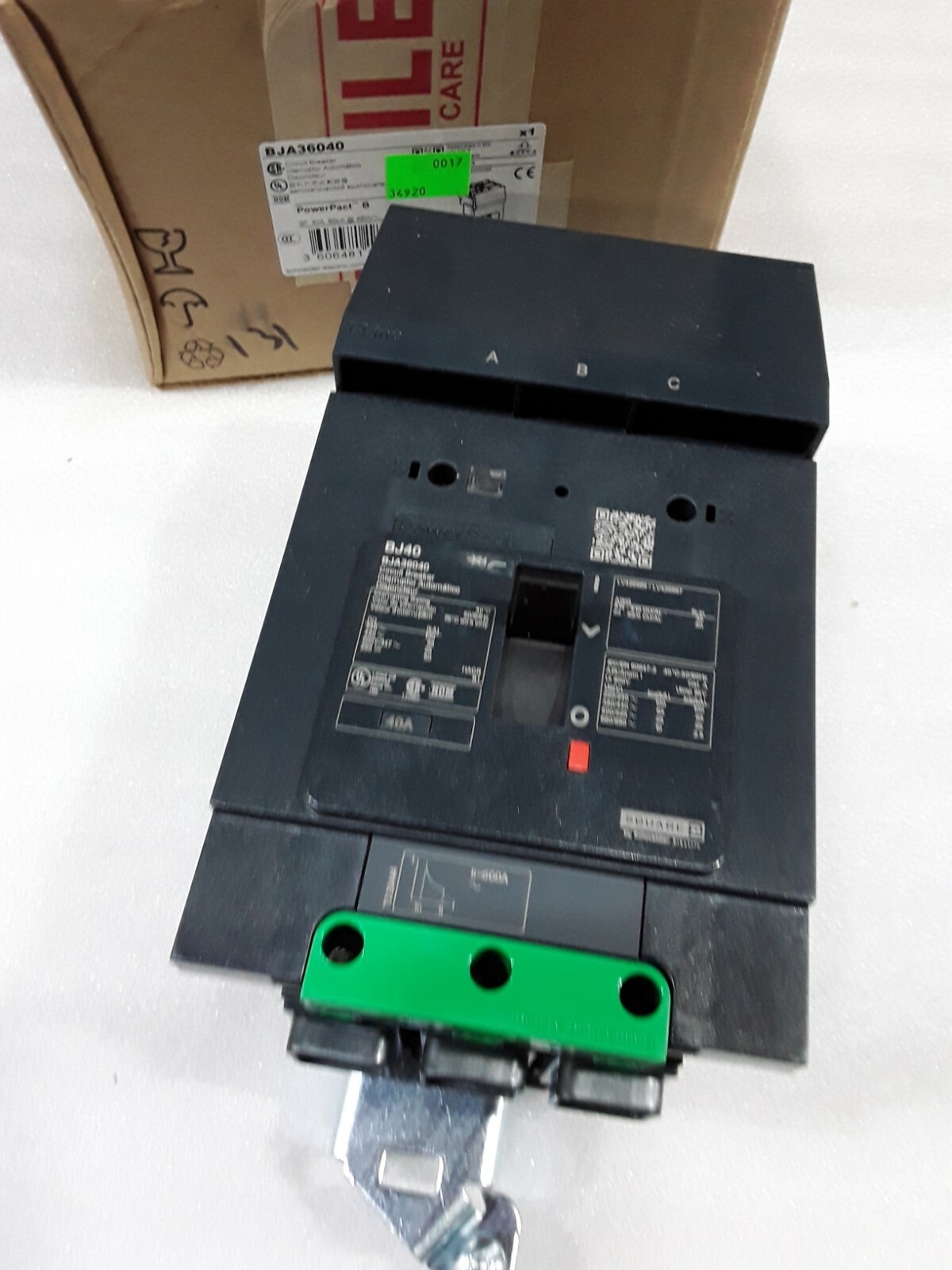 BJA36040 SQUARE D 3 POLE 40 AMP 65KA 600V POWERPACT CIRCUIT BREAKER NEW