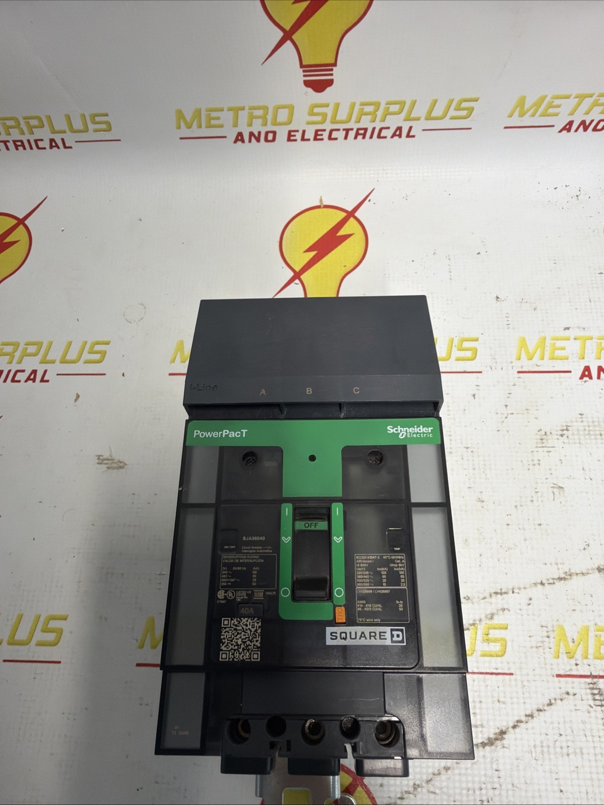 Square D I-Line Circuit Breaker BJA36040 40 Amp 480Y/277 Volt 3 Pole