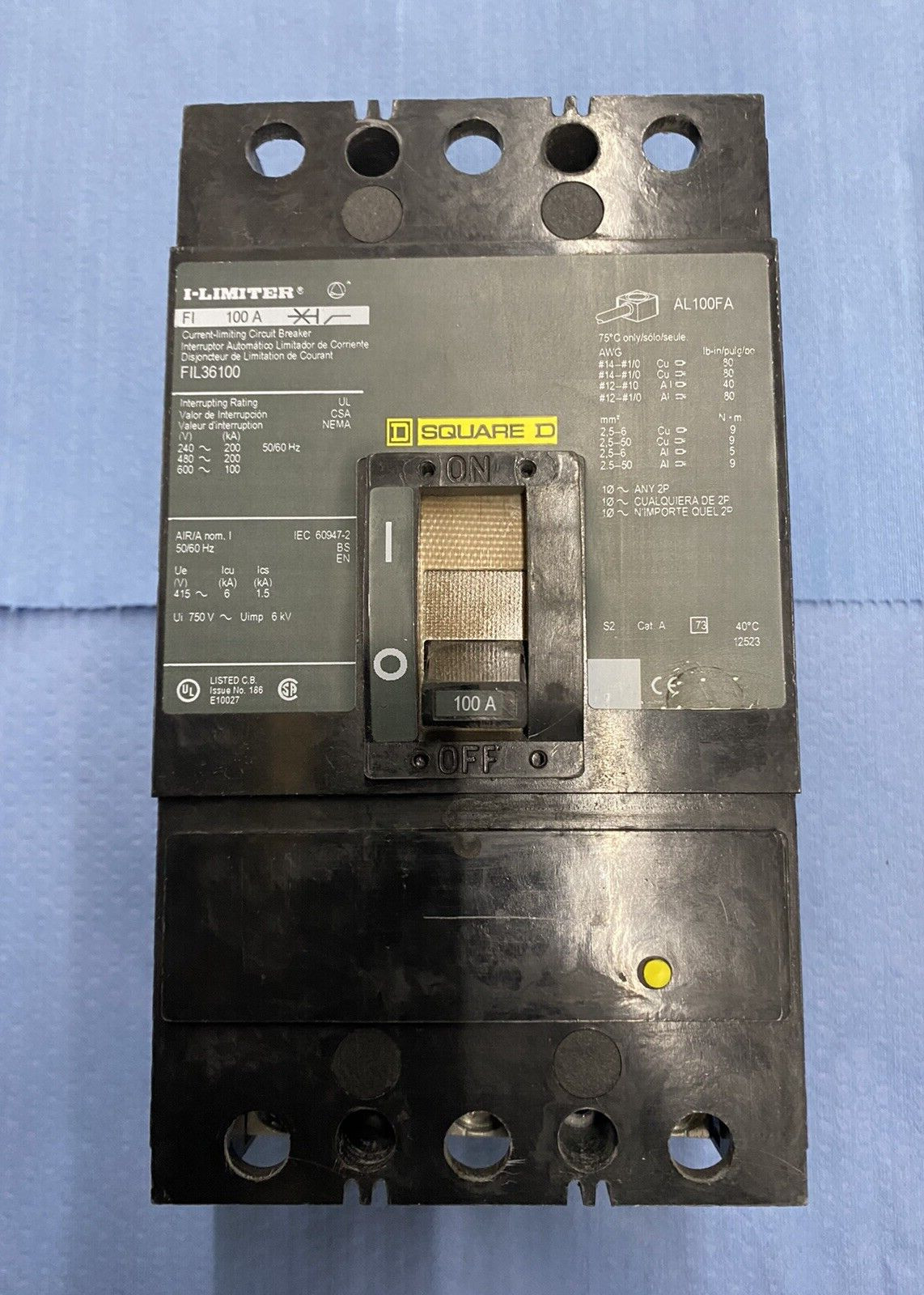 Square D Schneider FIL 100A I-Limiter FIL36100 480V 600V Breaker *Guaranteed*