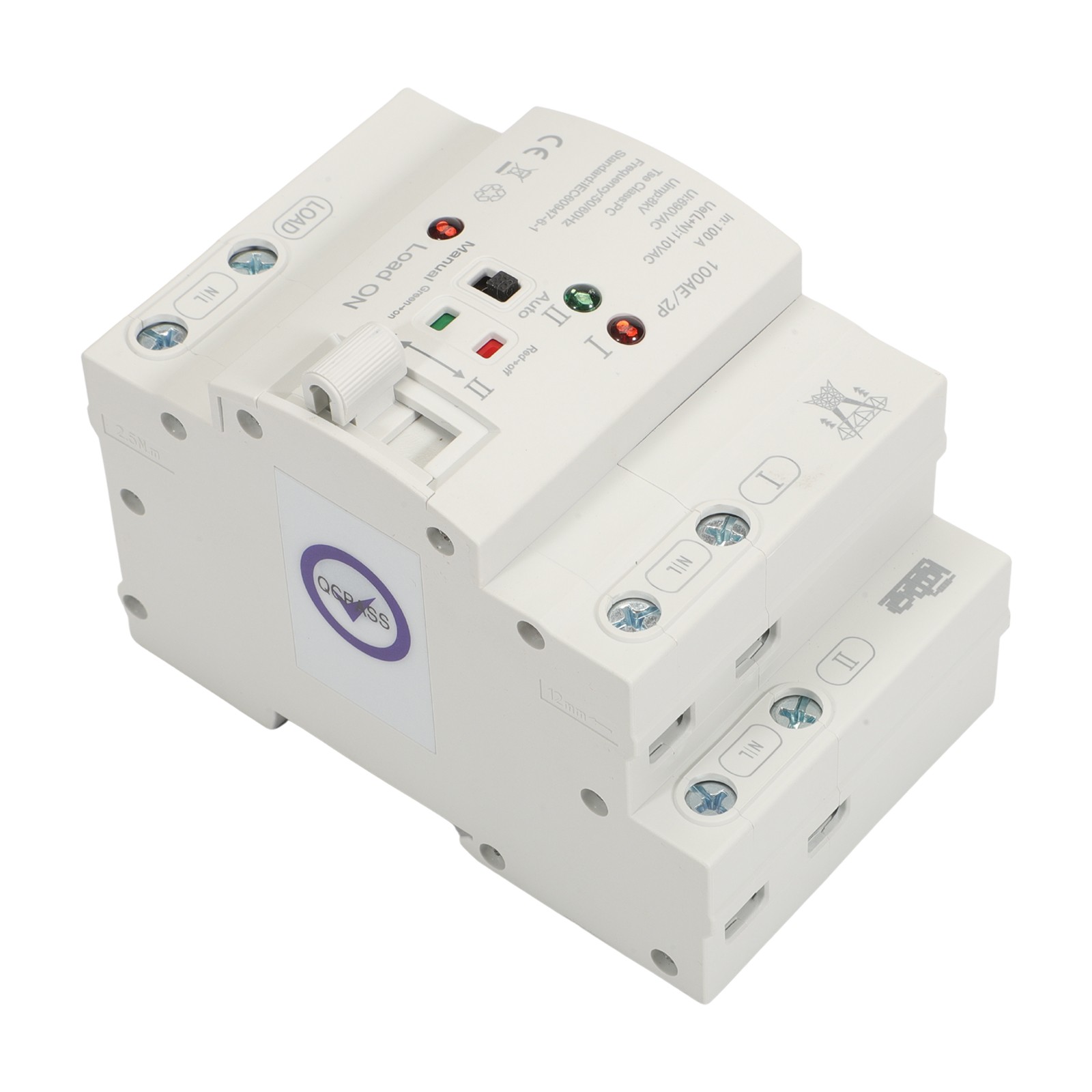 NEW Automatic Transfer Switch 2P 100A 110V Grid to AC Generator Dual Power