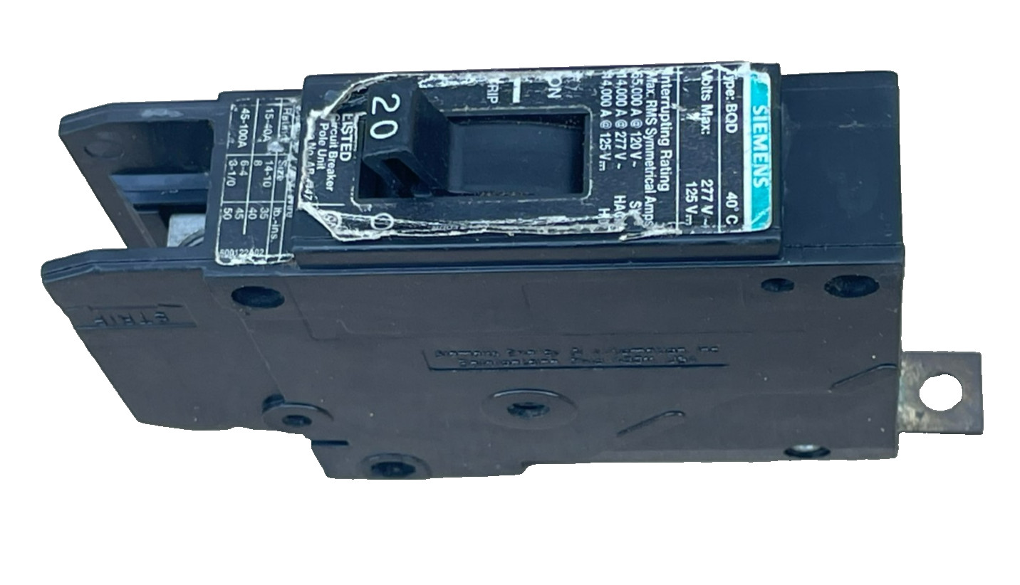 Siemens BQD120 / Single Pole 20-Amp Circuit Breaker 277V