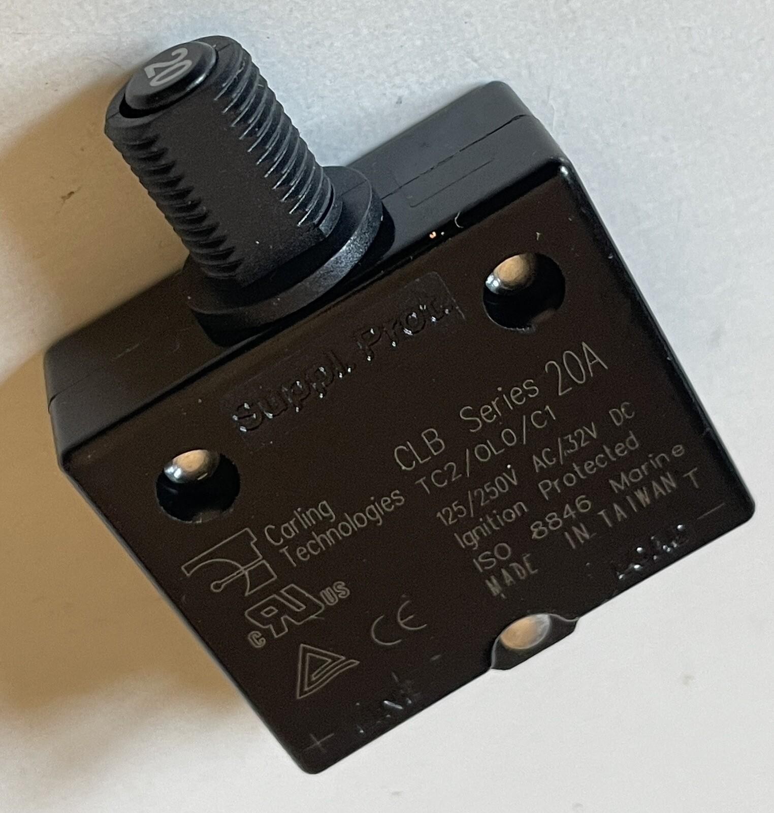 CARLING CLB-203-27JN-N-BJ20 PANEL MOUNT CIRCUIT BREAKER 20A 125/250V 3/8″ 27 NEW