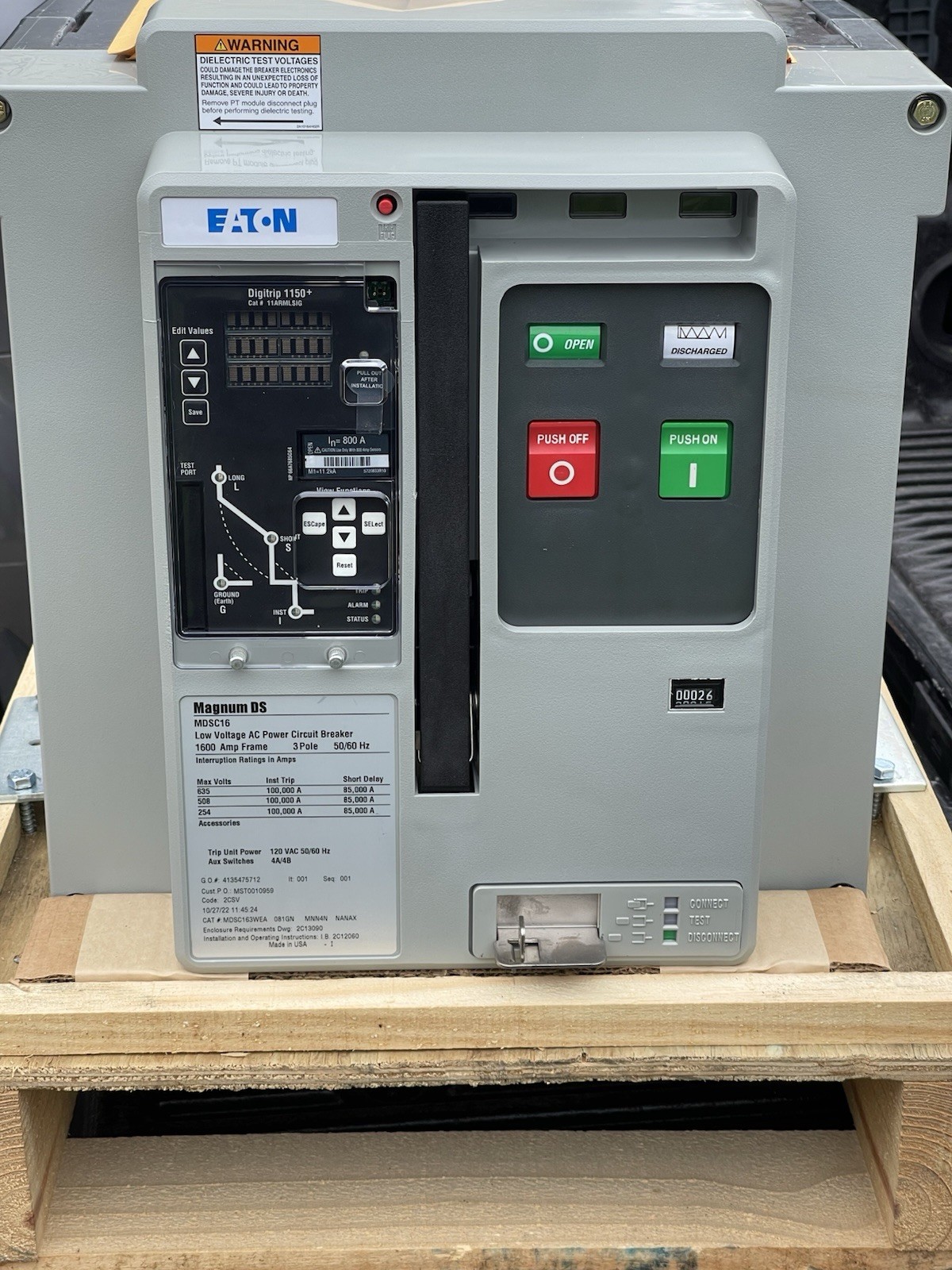 Eaton Magnum DS MDSC16 Circuit Breaker MDSC163WEA081GNMNN4NNANAX