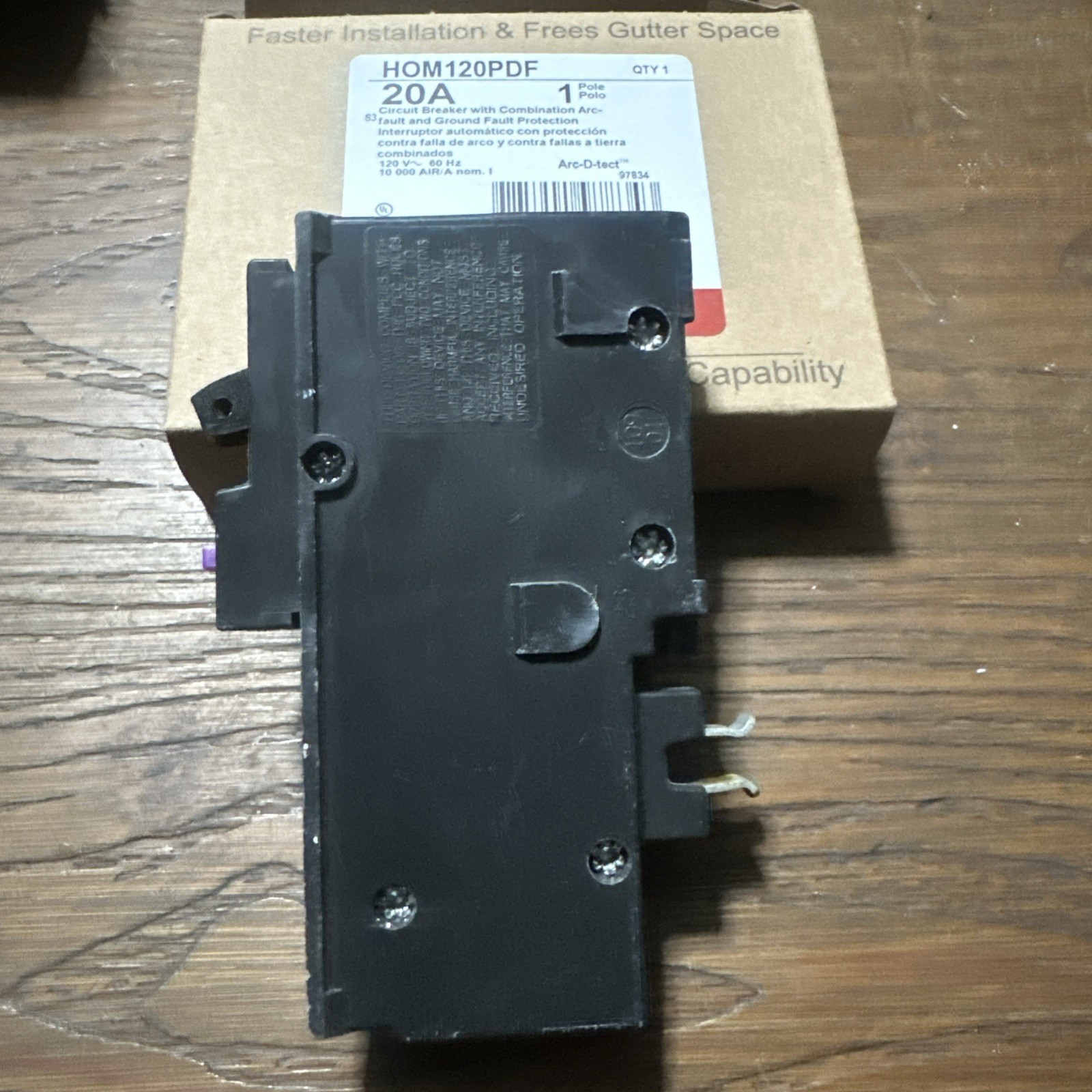Square D HOM120PDF 120V 20A Single-Pole Circuit Breaker