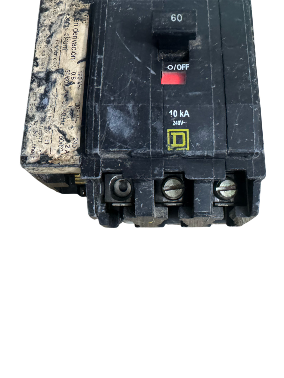 Square D QOB3601021 60A 3P 240V Bolt-On Circuit Breaker w/ Shunt Trip *CHIPPED*