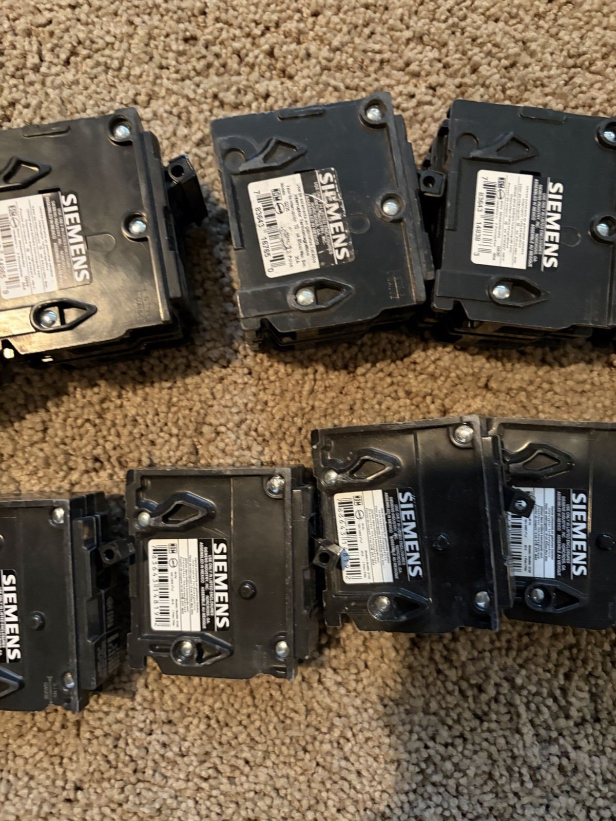 Lot Of 11 SIEMENS Q2100H 20-100A 240V 2P CIRCUIT BREAKERs – Read