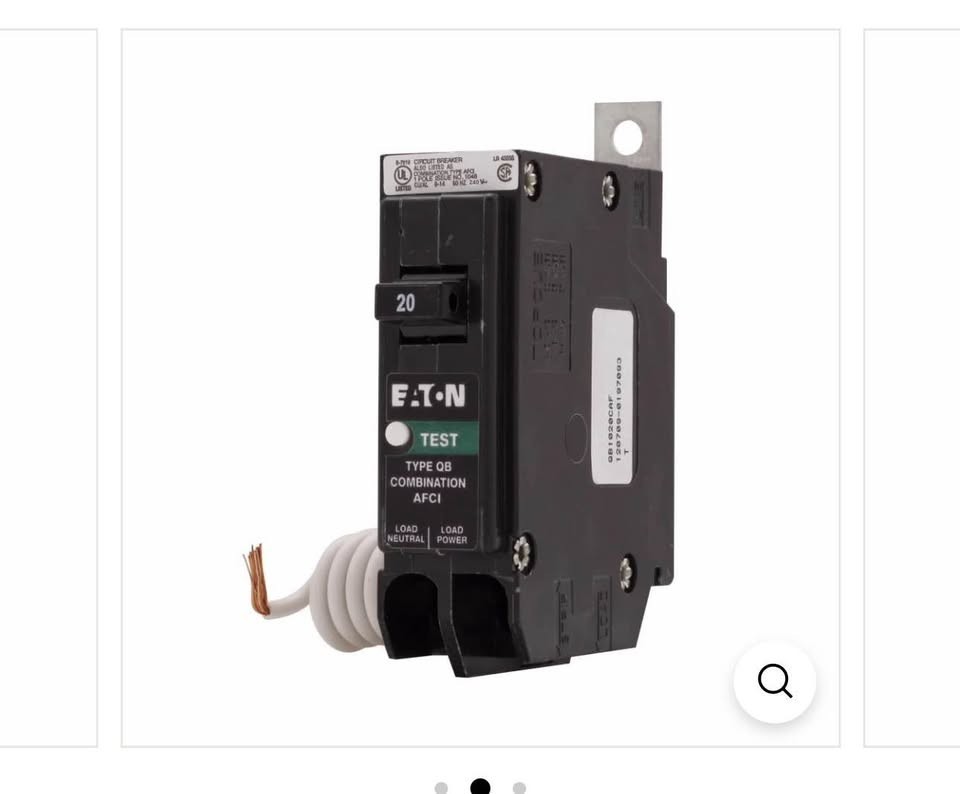 Eaton QB1020CAF circuit breaker, Bolt-on breaker AFCI, 1 pole, 20A, 10kAIC
