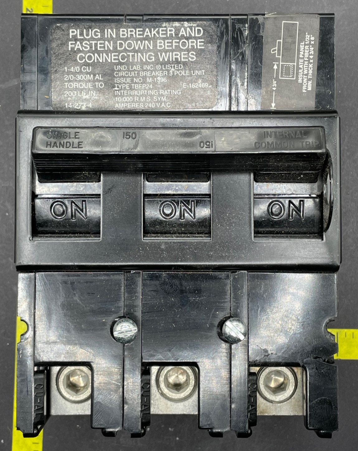 TBFP241503, 150 Amp, 240 VAC, Thomas & Betts, Circuit Breaker, 3 Phase Plug in