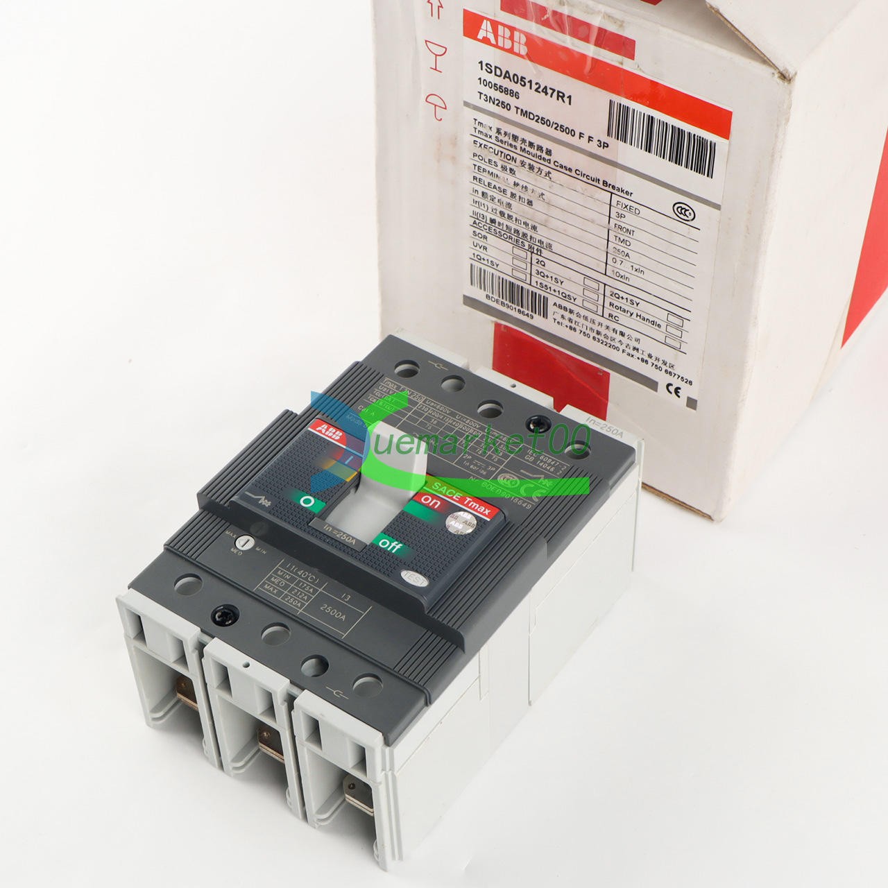 One New ABB TMAX T3N250 TMD250/2500 FF 3P 250A 1SDA051247R1 Circuit Breaker