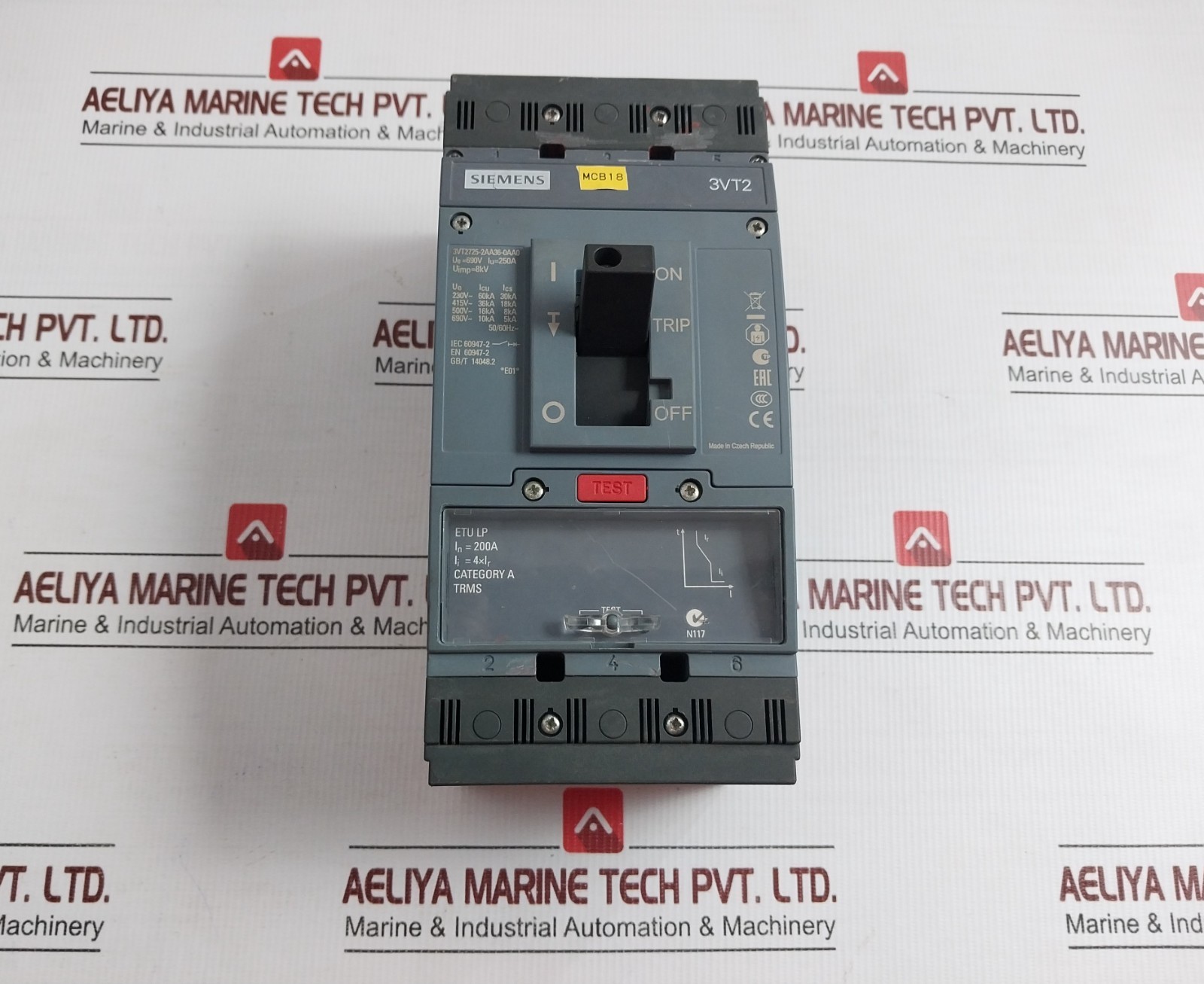 SIEMENS 3VT2725-2AA36-0AA0 3 Pole Circuit Breaker 690V- 10KA 5KA 50/60HZ