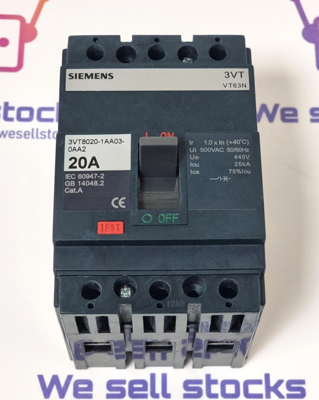 SIEMENS 3VT8020-1AA03-0AA2 Circuit Breaker 20A