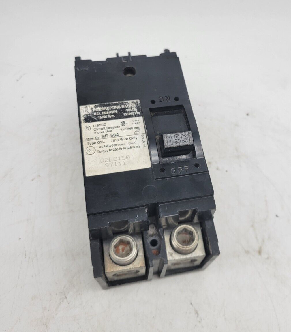 Square D Q2L2150 Feed-Thru Circuit Breaker 150A 120/240V 2P 1PH Type Q2L 150 AMP