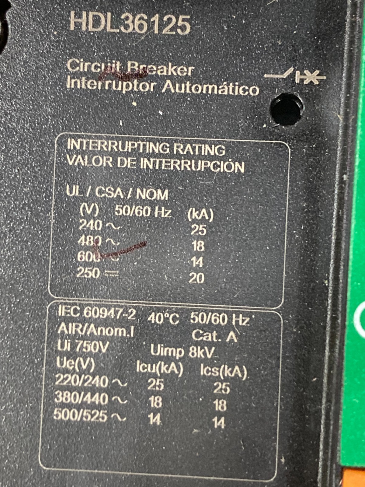 Schneider HDL36125 Current Limiting Circuit Breaker – NEW