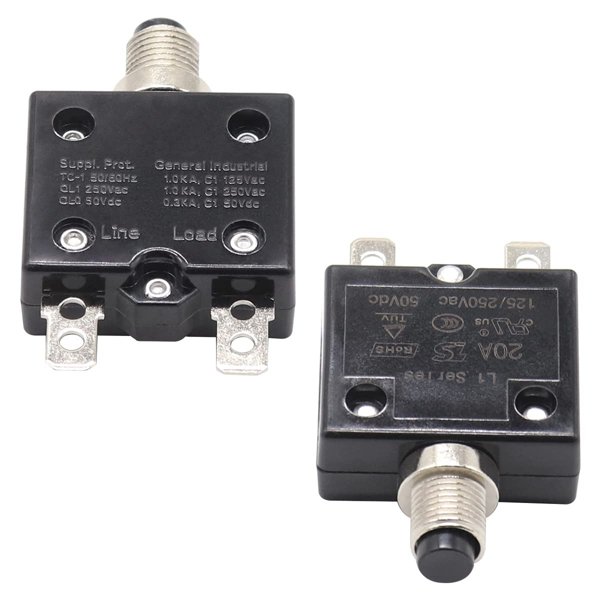 Thermal Circuit Breaker 20 Amps, Thermal Overload Protector L1 Series 125-250…