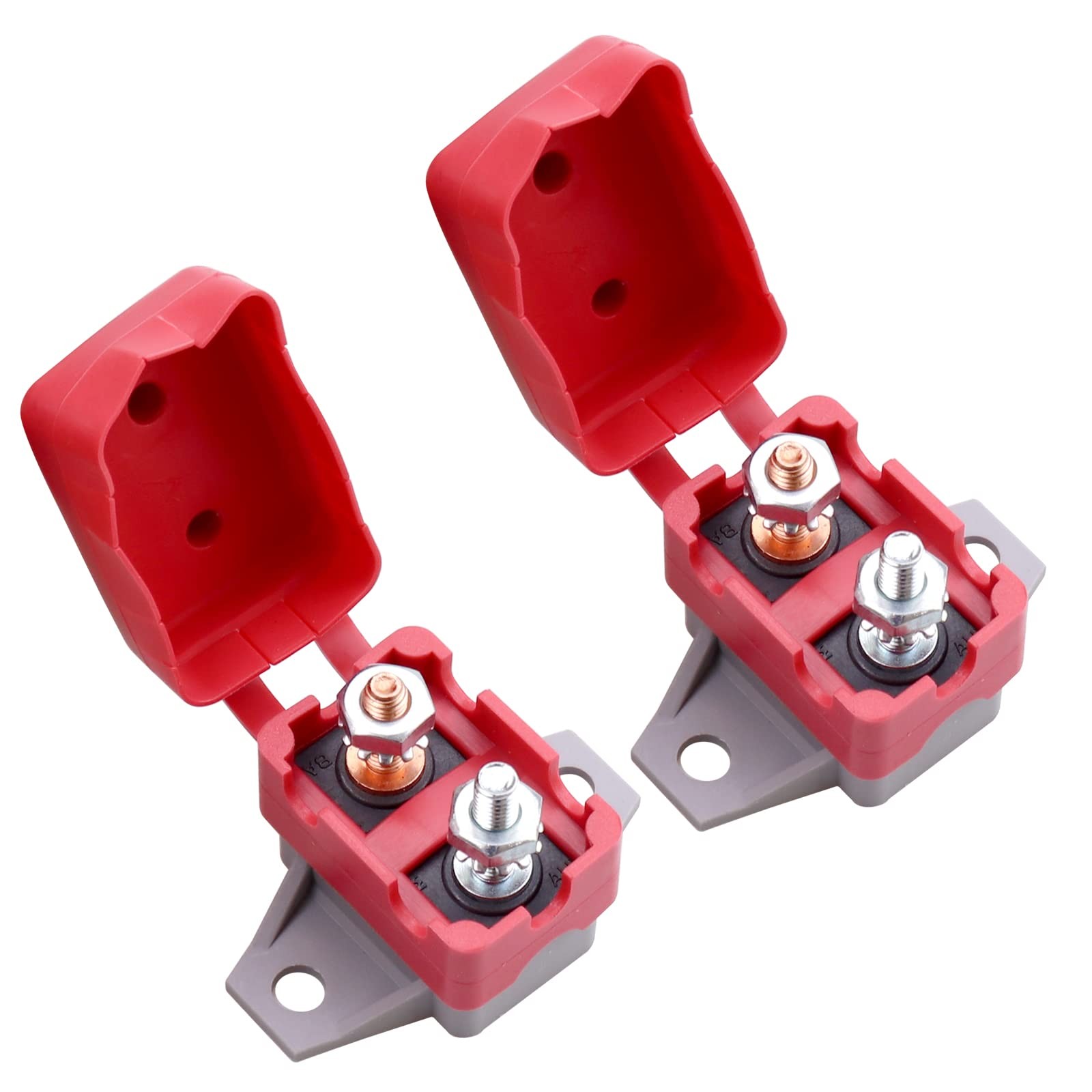2 Pack 15Amp Automatic Reset Circuit Breaker, 12V/24V DC, Stud Type, Marine