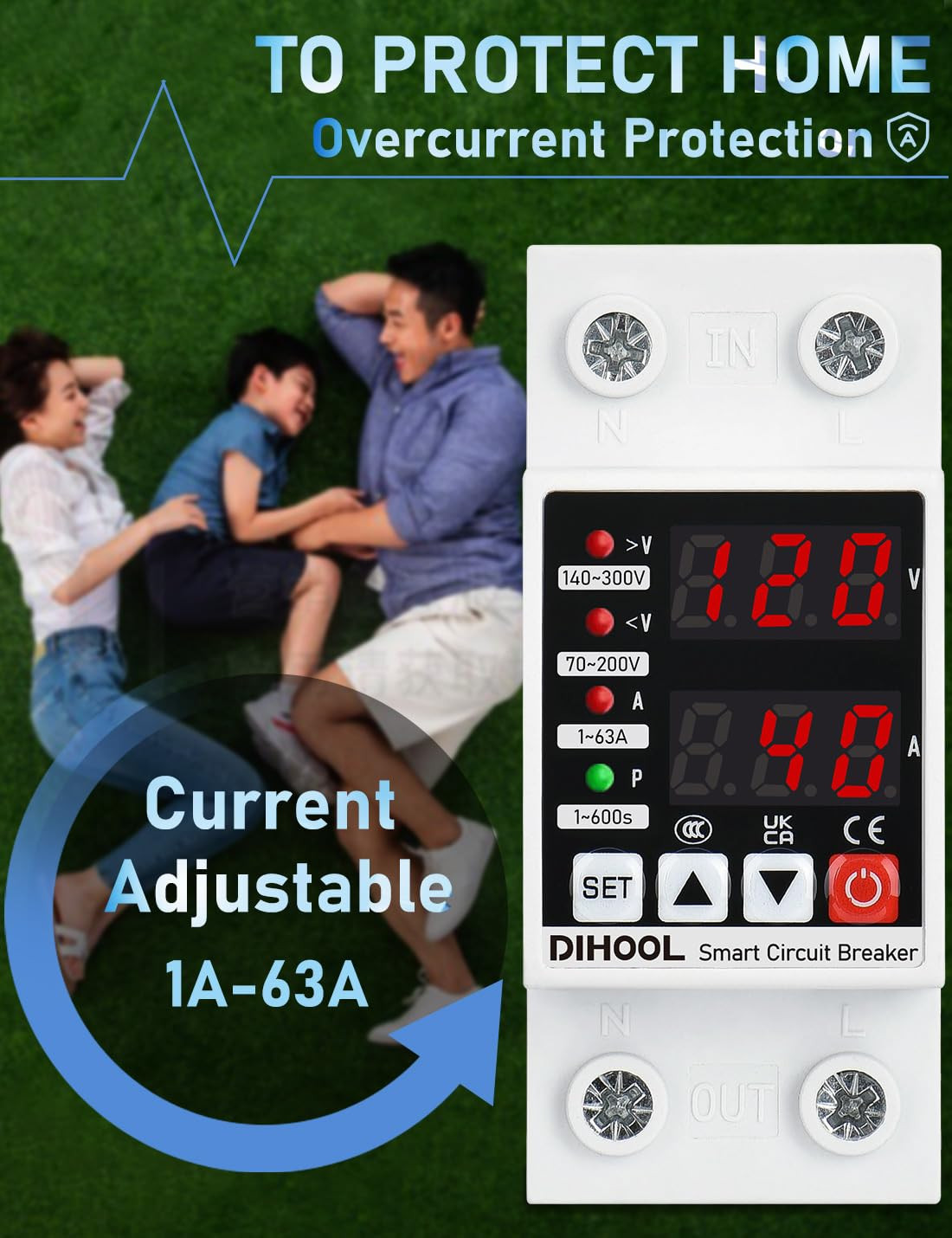 Adjustable Voltage Protector 110V 220V, Low/High Voltage Cutoff and Overcurrent