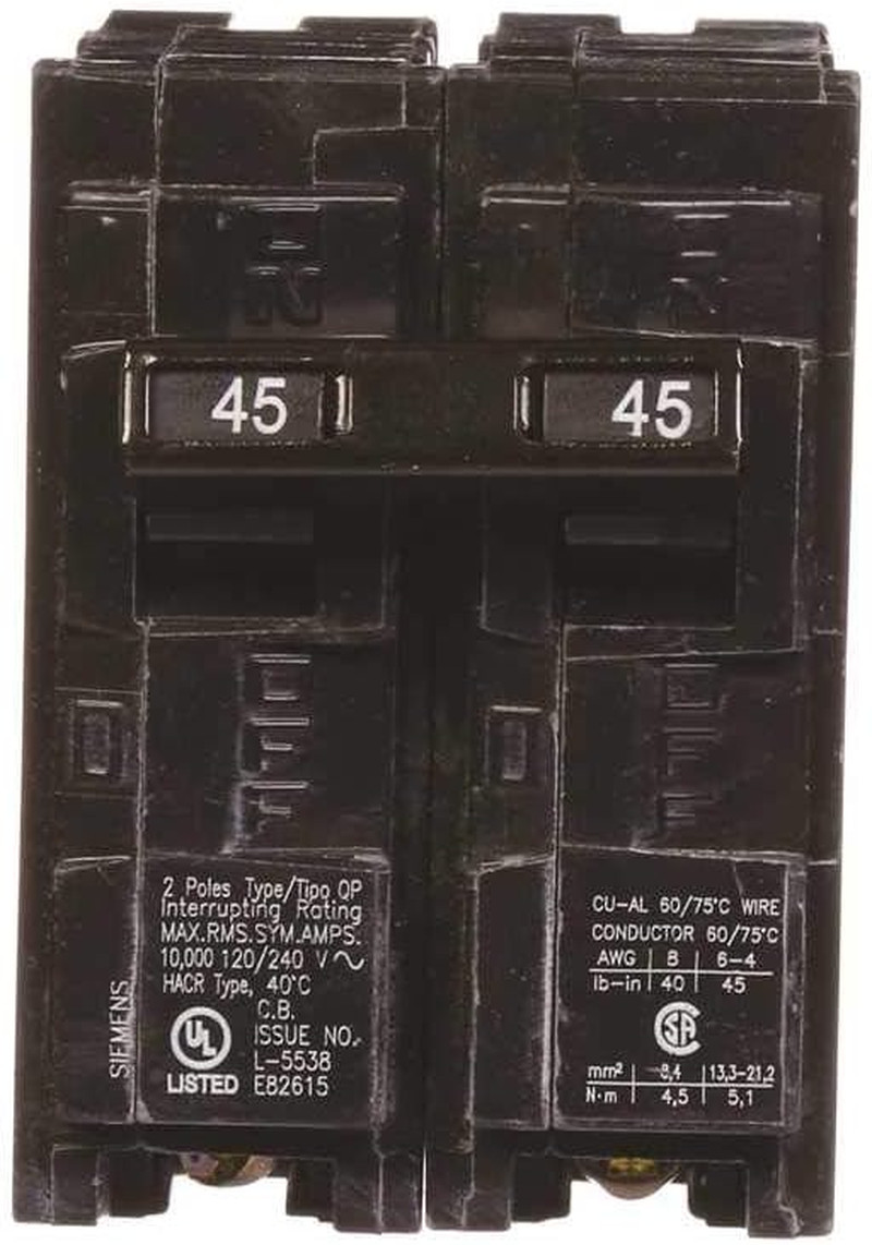 Siemens -HI Q245 45-Amp Double Pole Type QP Circuit Breaker, Black