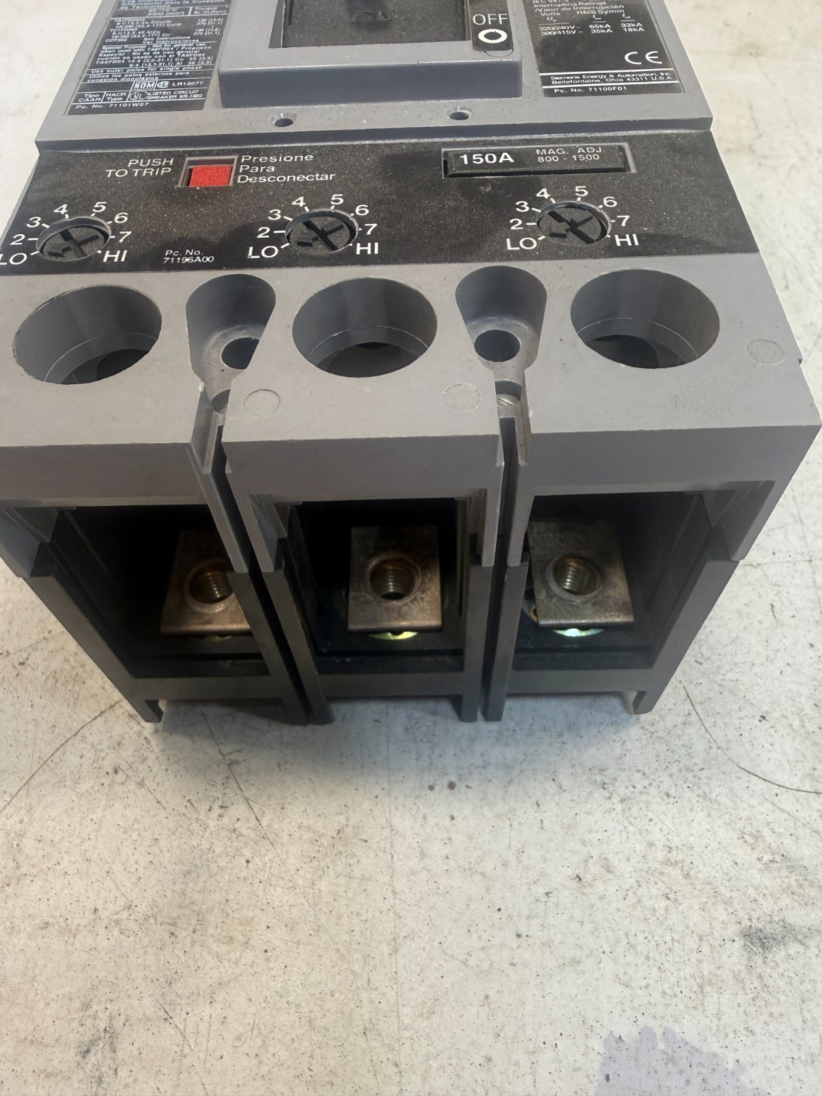 Siemens FXD63B150 Sentron Series 150A 600V 3P Circuit Breaker FXD6-A