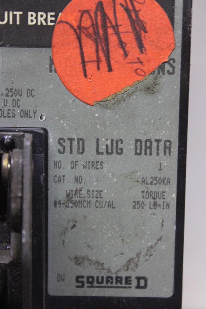 SQUARE D I-LINE CIRCUIT BREAKER KA36200 200 AMP 600 VAC 3-POLE