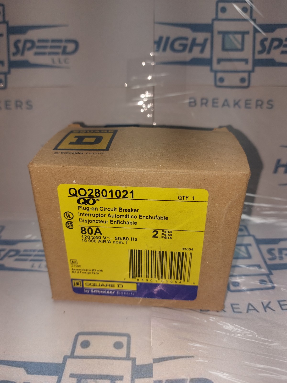 Square D QO2801021 Shunt Trip 80A Plug-On Circuit Breaker 2P 120/240VAC