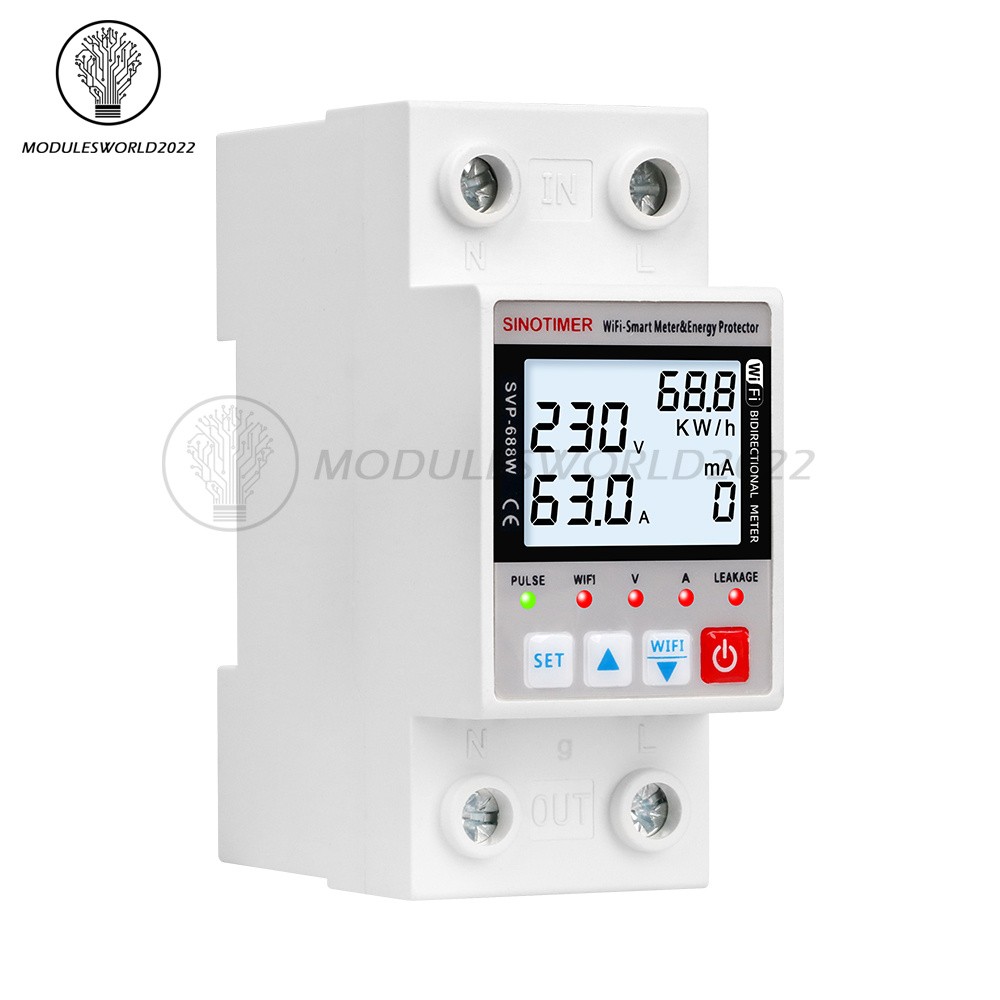 AC220V 63A Tuya Intelligent WIFI Over Voltage Current Protection Power Protector