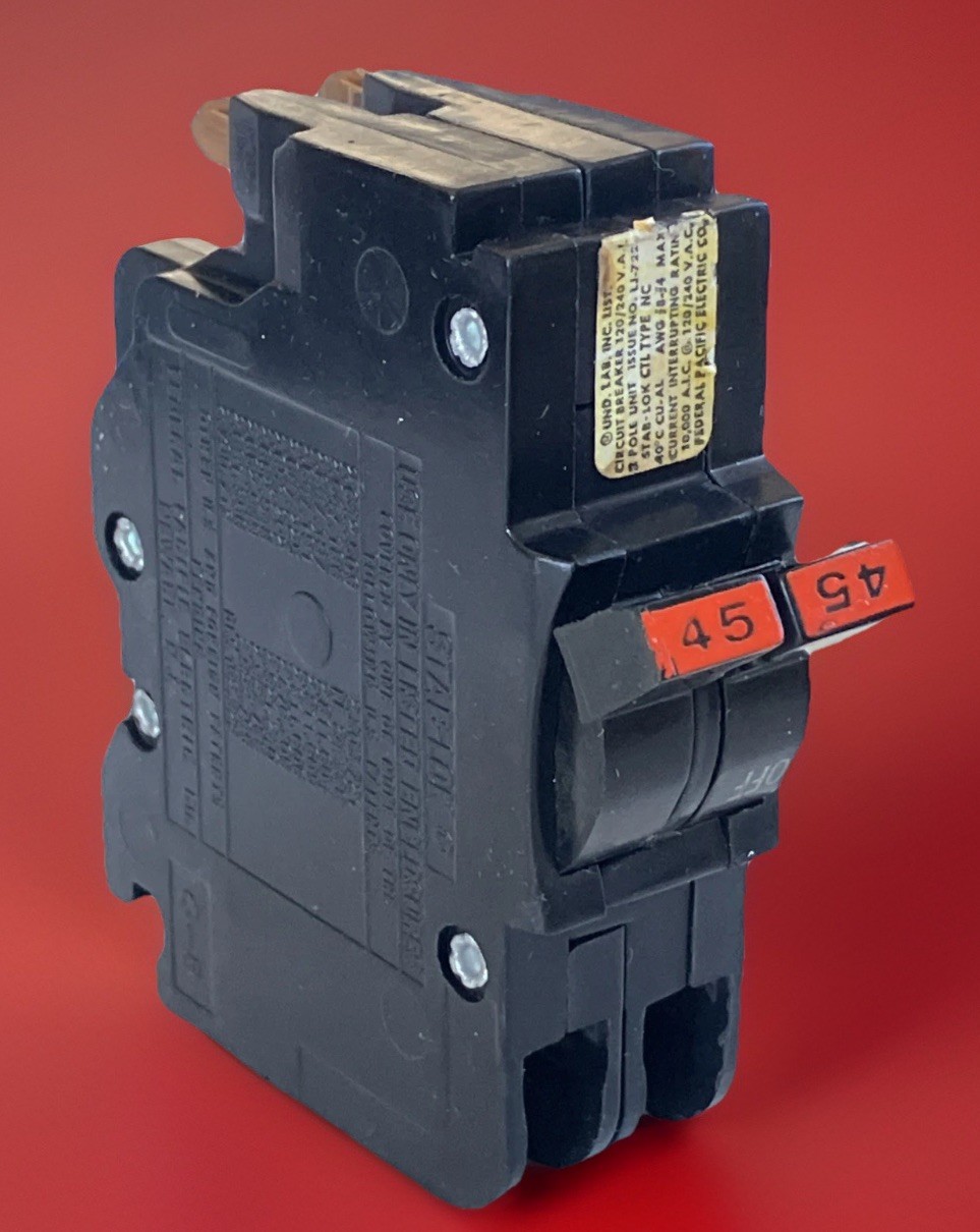 Federal Pacific NC245 Stab Lok Circuit Breaker 45A 2P THIN NC 45 Amp Red Handle