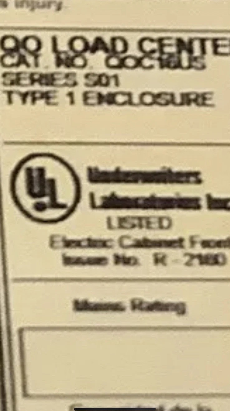 Breaker Panel C PowerDistribut Square D OOC16US 240/120 w/BrakerCingular Labarge