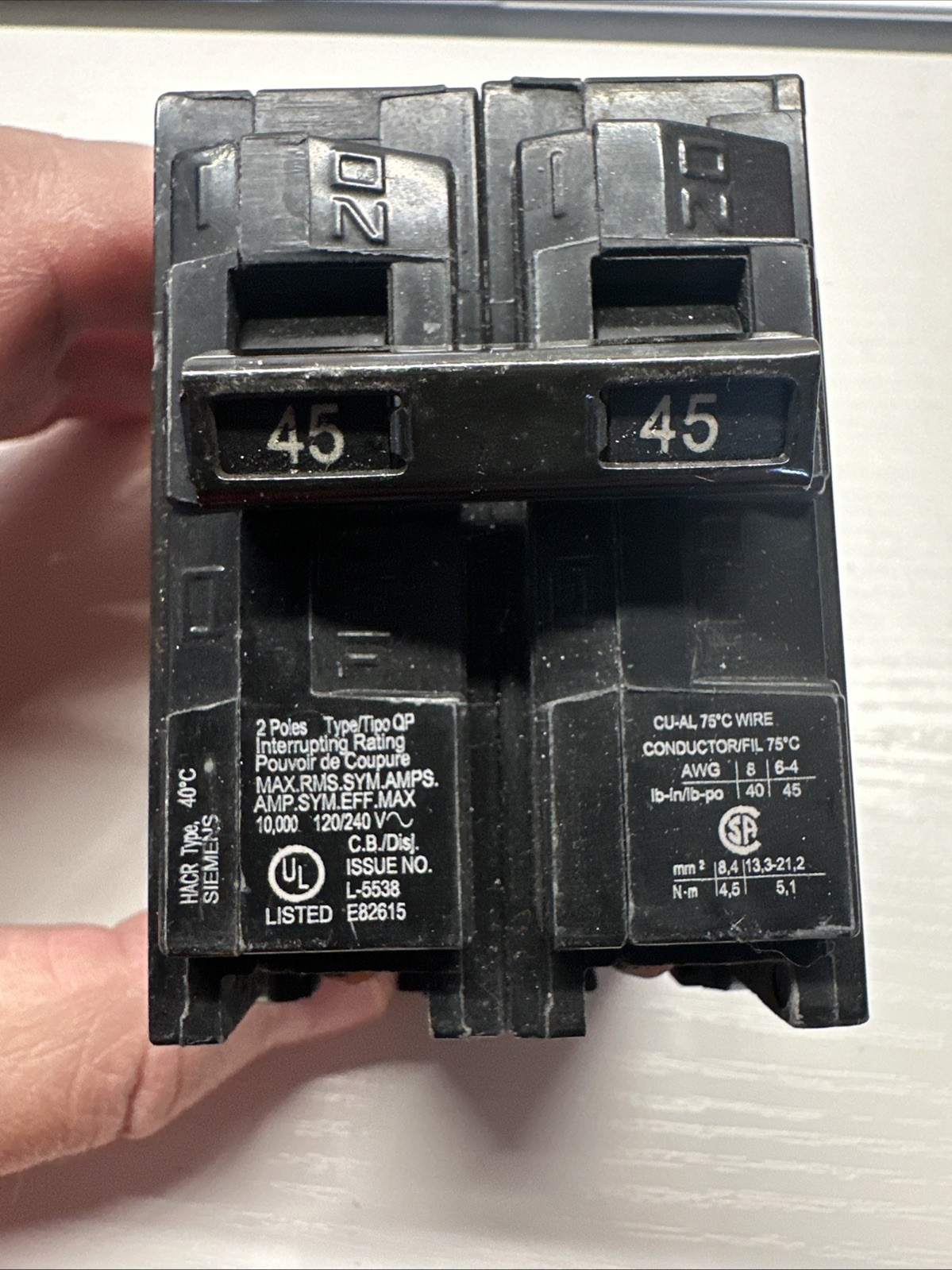 Q245 45-Amp Double Pole Type QP Circuit Breaker