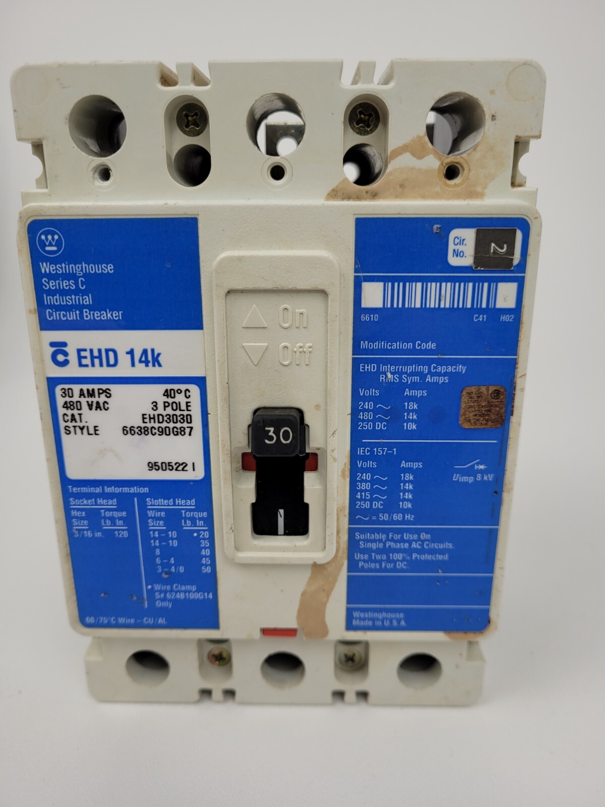 EHD3030 Cutler-Hammer 30 Amp 480V Circuit Breaker *NEXT DAY OPTION*