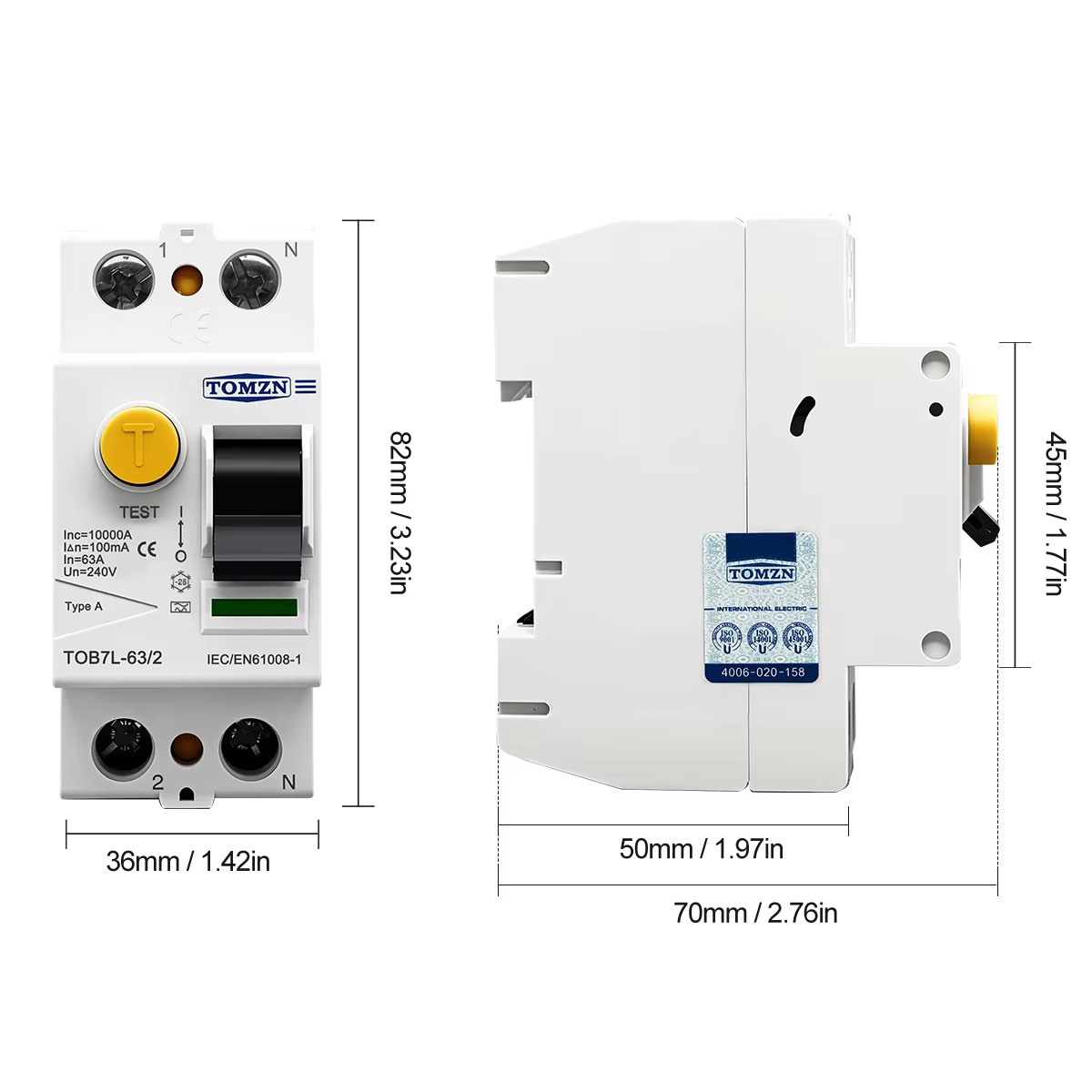Electromagnetic RCCB Residual Current Circuit Breaker A/AC/B/F Type 2P 4P 40A 63