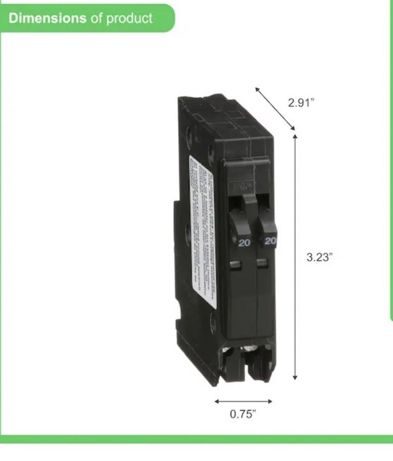 Square D {Model# QO2020C} QO 20-amp/20-amp Single-Pole Tandem Circuit Breaker