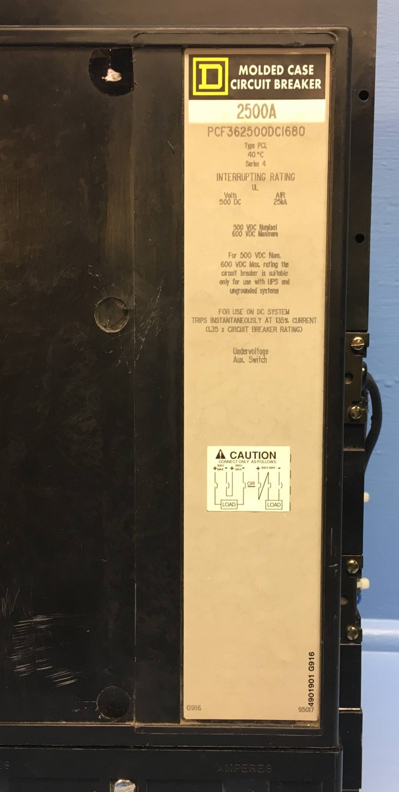 Square D PCF362500DC1680 2500A DC Circuit Breaker w Aux & UVR PCF362500 2500 Amp