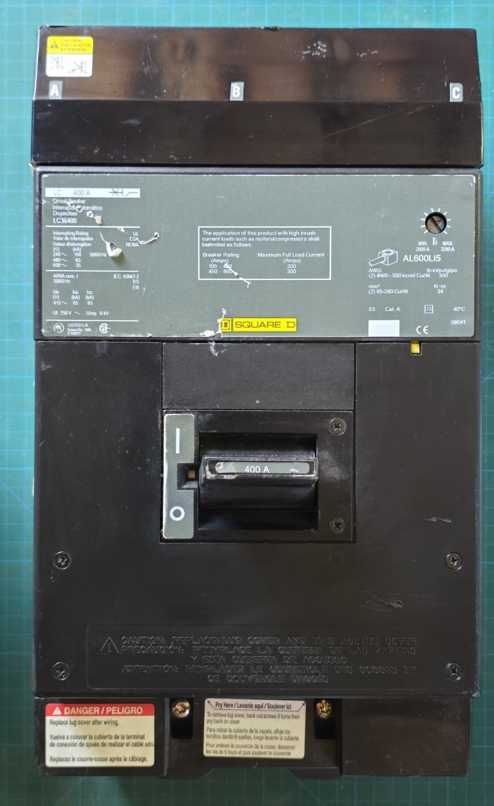 Square D LC36400 I-Line 400A 600V 3 Pole Circuit Breaker. NEW. (Shipping Damage)