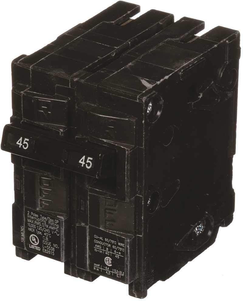Siemens -HI Q245 45-Amp Double Pole Type QP Circuit Breaker, Black
