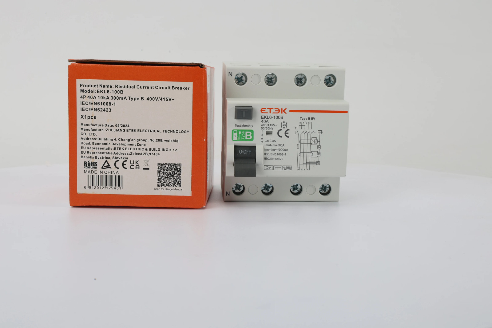 ETEK RCD RCCB Type B Earth Leakage Residual Current Circuit Breaker Evse 2P 4P 4