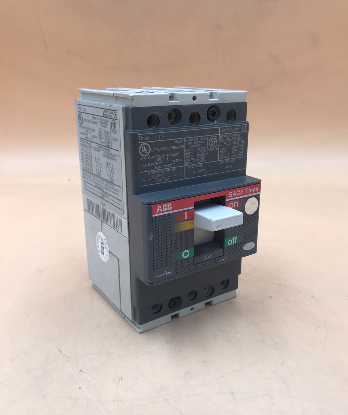 HOUSTON STOCK ABB T1N070TL TYPE T1N 70 AMP 600V REFURBISH FREE 2DAY AIR SHIPPING