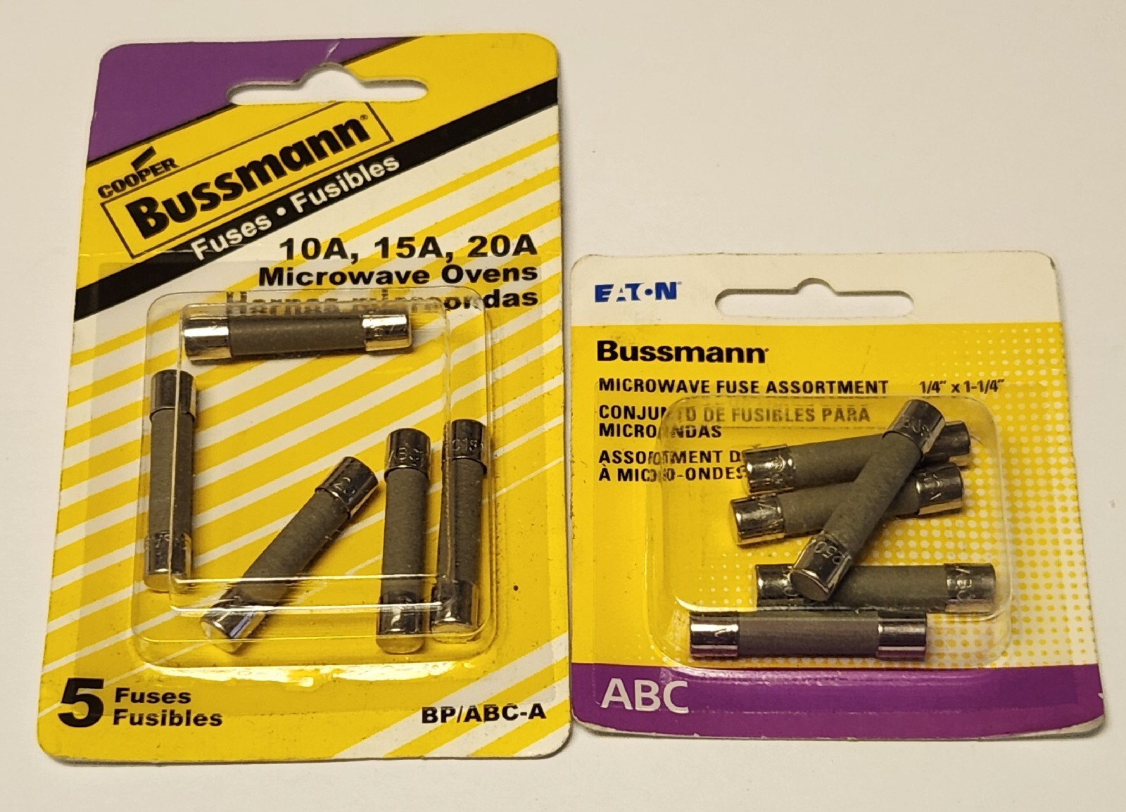 PACK OF 5 COOPER BUSSMANN BP ABC-A MICROWAVE OVEN Fuse Assortment ABC 10 AMP