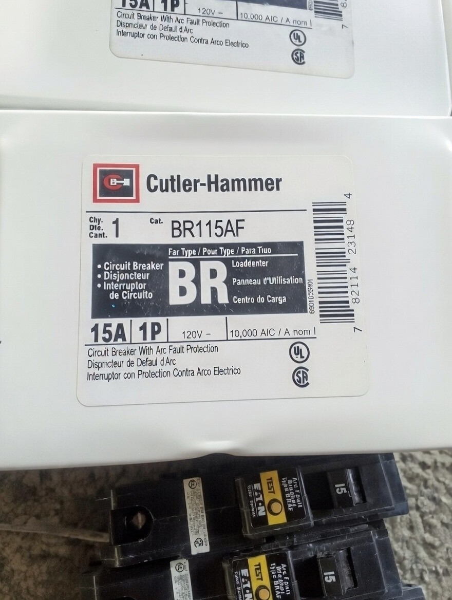 BR115AF Eaton/Cutler Hammer Circuit Breaker 15A Single Pole Arc Fault (NIB)