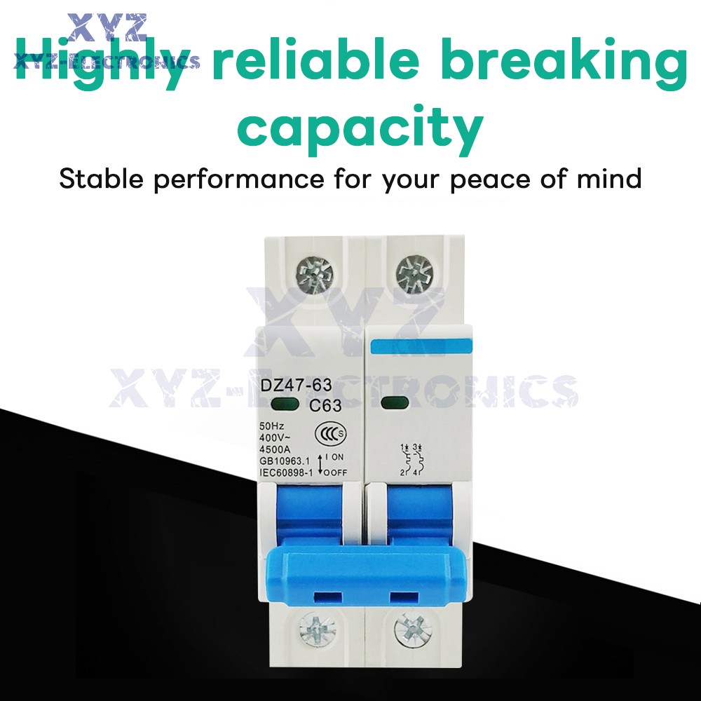 DZ47-63 2P Mini Circuit Breaker 6-63A Overload Short Circuit Protetion 400V 50Hz