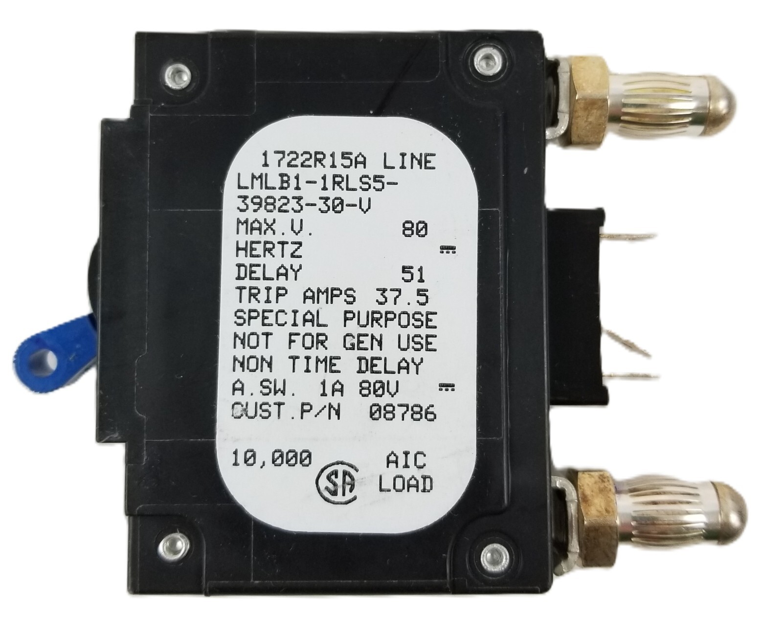 5 Sensata AIRPAX LMLB1-1RLS5-39823-30-V Circuit Breaker 80V 30A 1Pole Bullet NEW