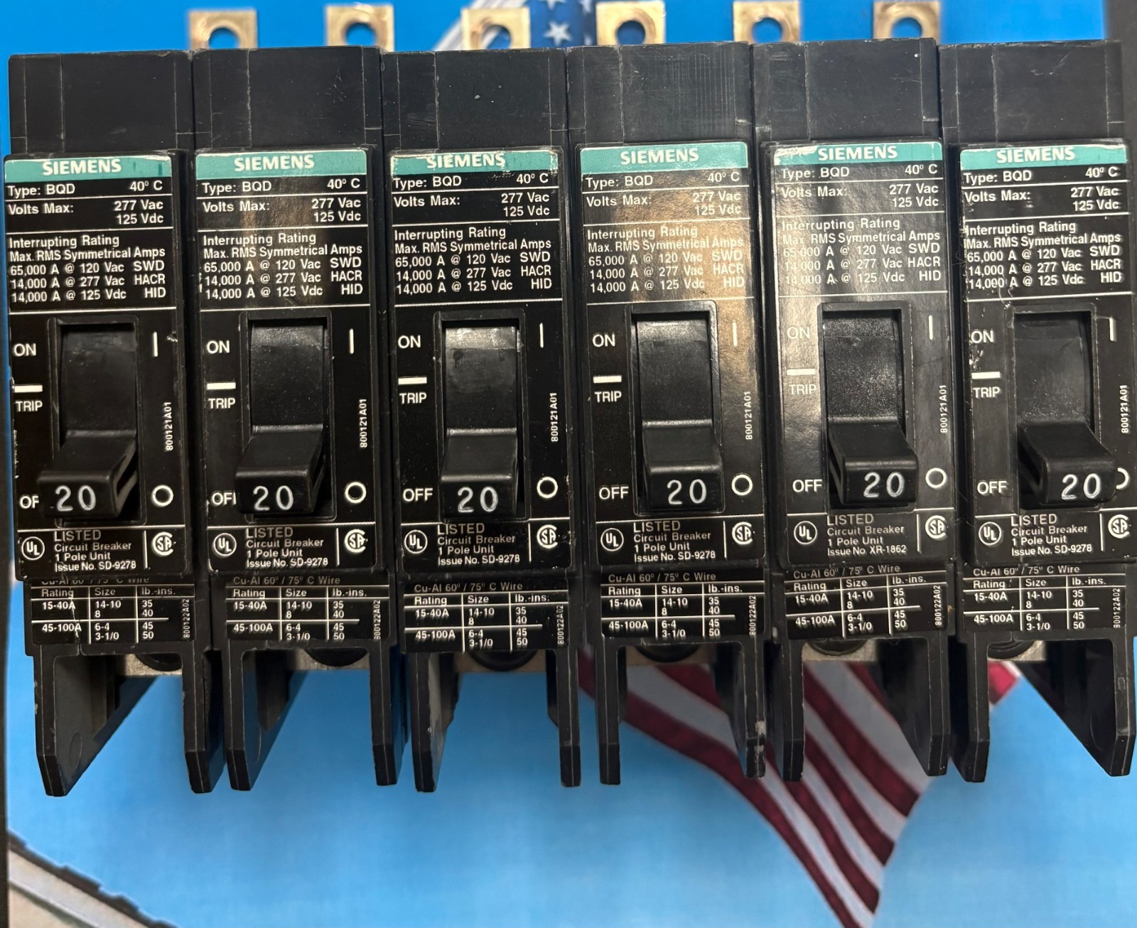 🔥SIEMENS BQD120 20 AMP MOLDED CASE CIRCUIT BREAKER BOLT ON 20 AMP-FULLY TESTED