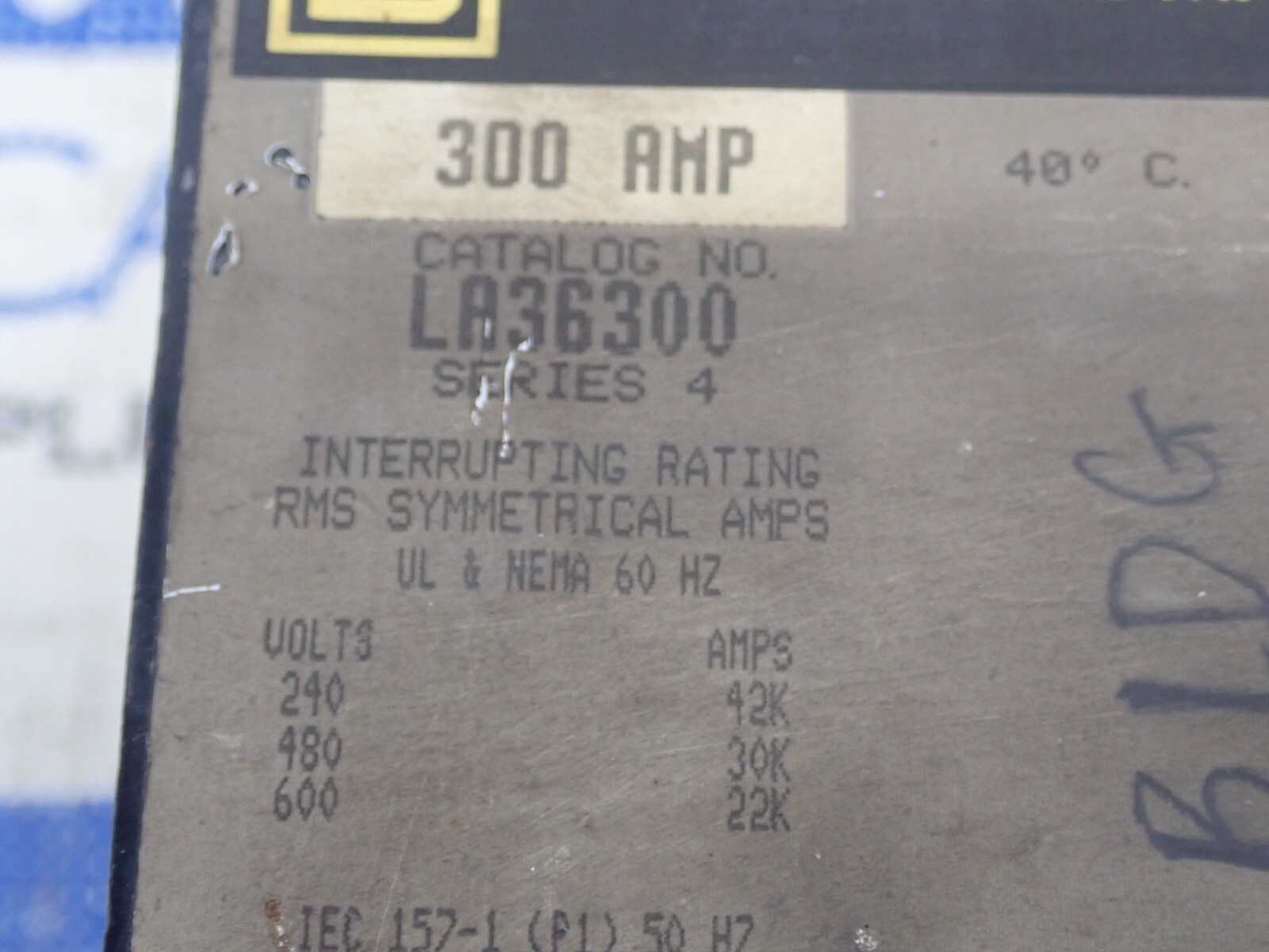 Square D LA36300 3 Pole 300 Amp 600 Volt 30kA@480V I-Line Circuit Breaker Tested